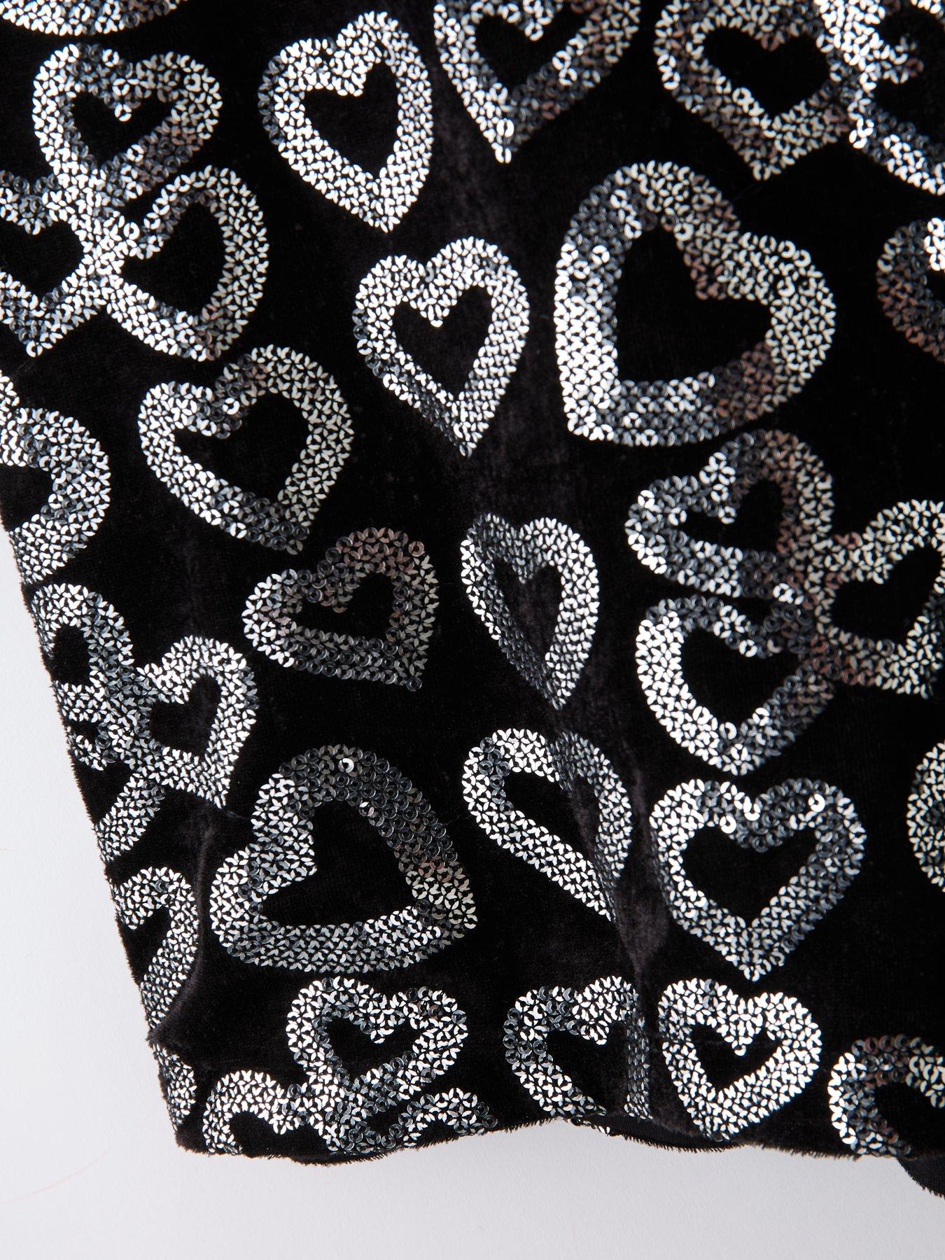  image of the-very-collection-girls-sequin-shorts-and-short-sleeve-t-shirt-black