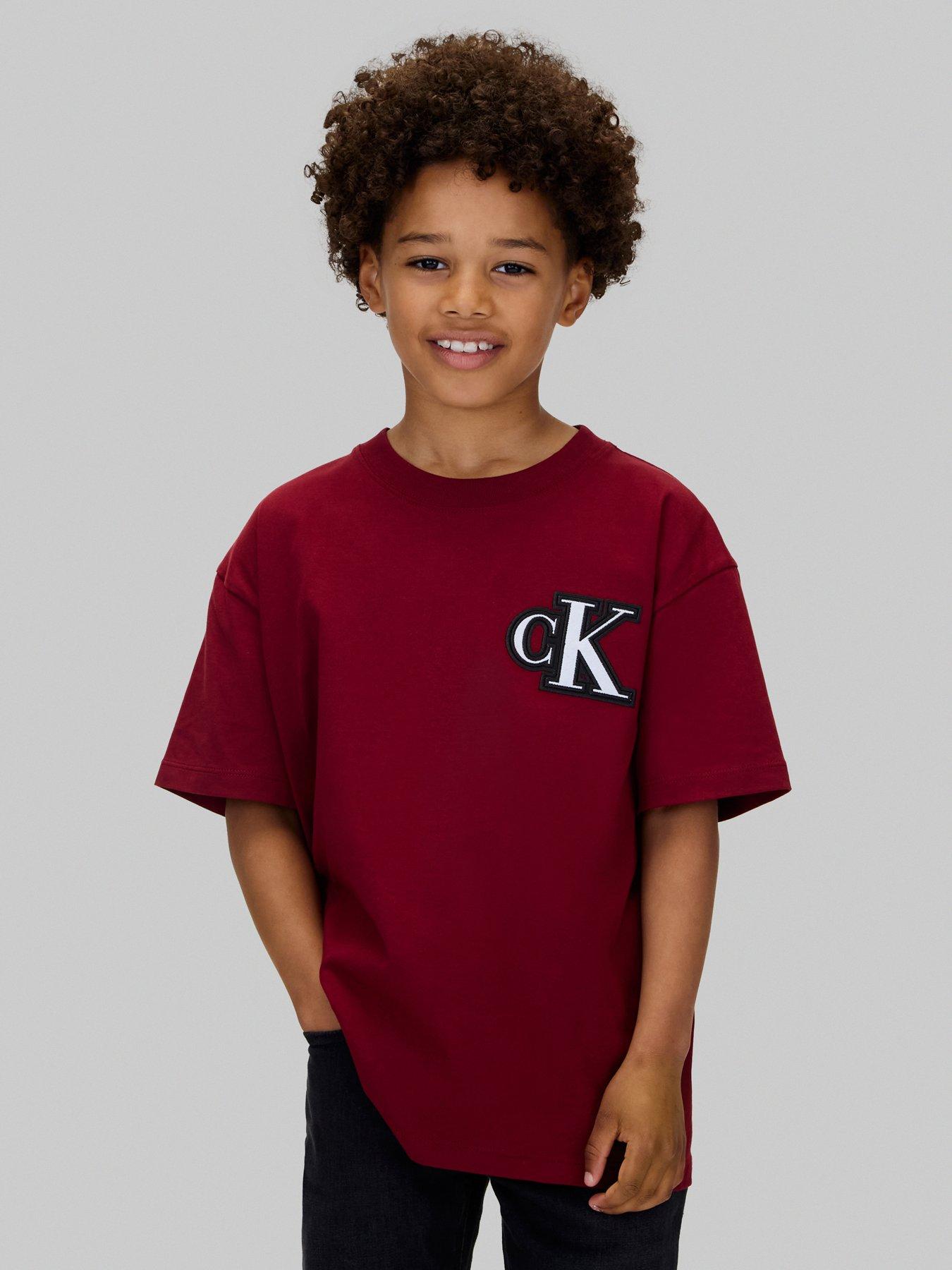 Calvin Klein Jeans Boys Graphic Short Sleeve T-shirt - Raspberry Chocolate