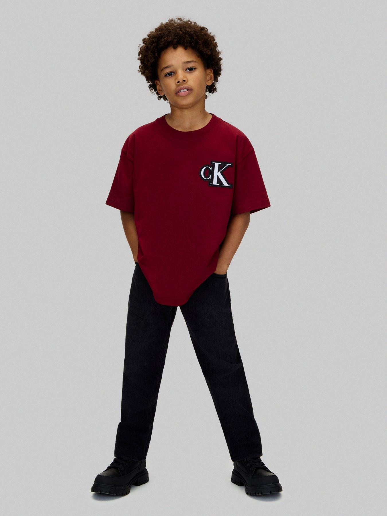 Image 3 of 5 of Calvin Klein Jeans Boys Graphic Short Sleeve T-shirt - Raspberry Chocolate