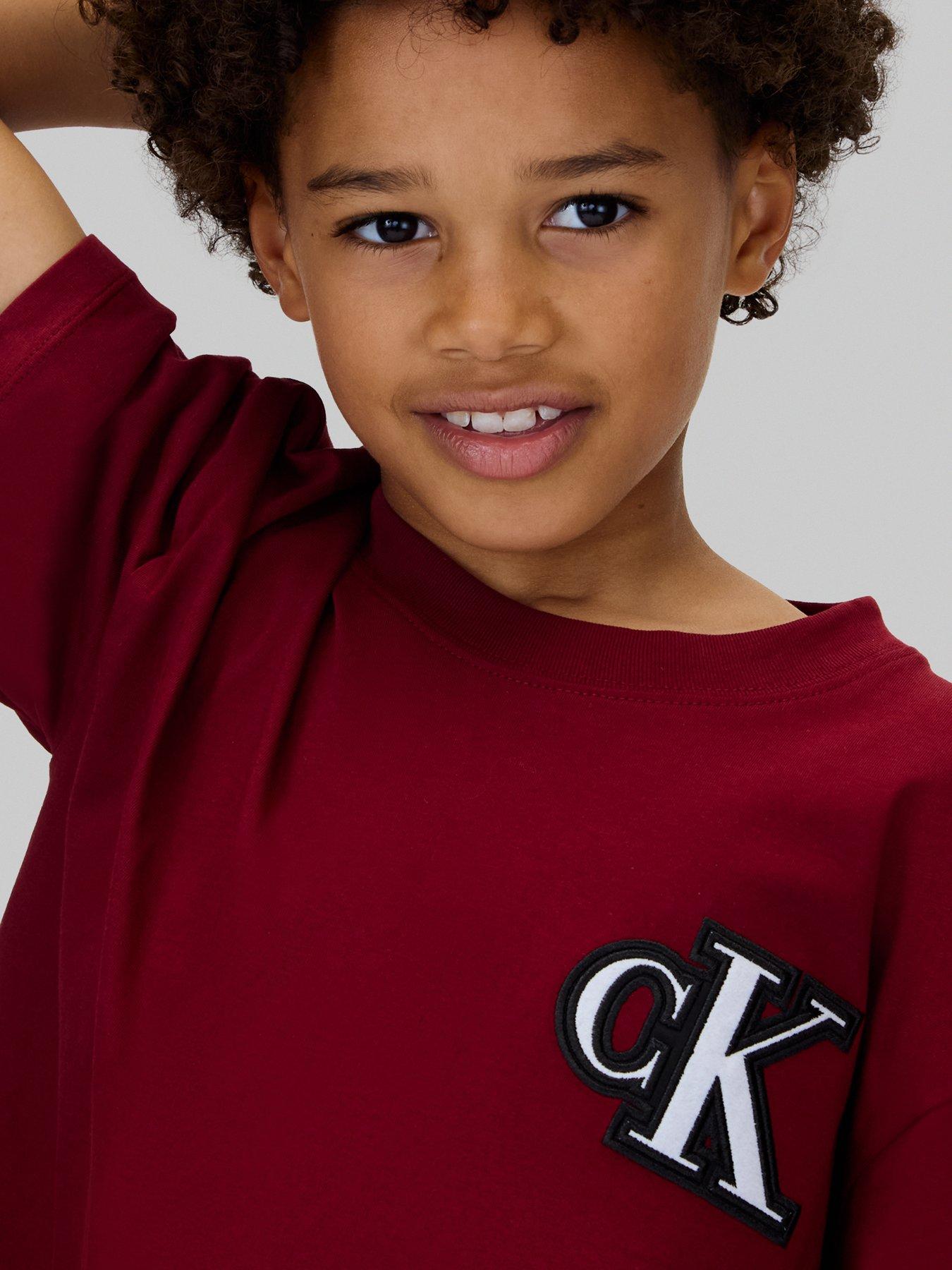 Image 4 of 5 of Calvin Klein Jeans Boys Graphic Short Sleeve T-shirt - Raspberry Chocolate