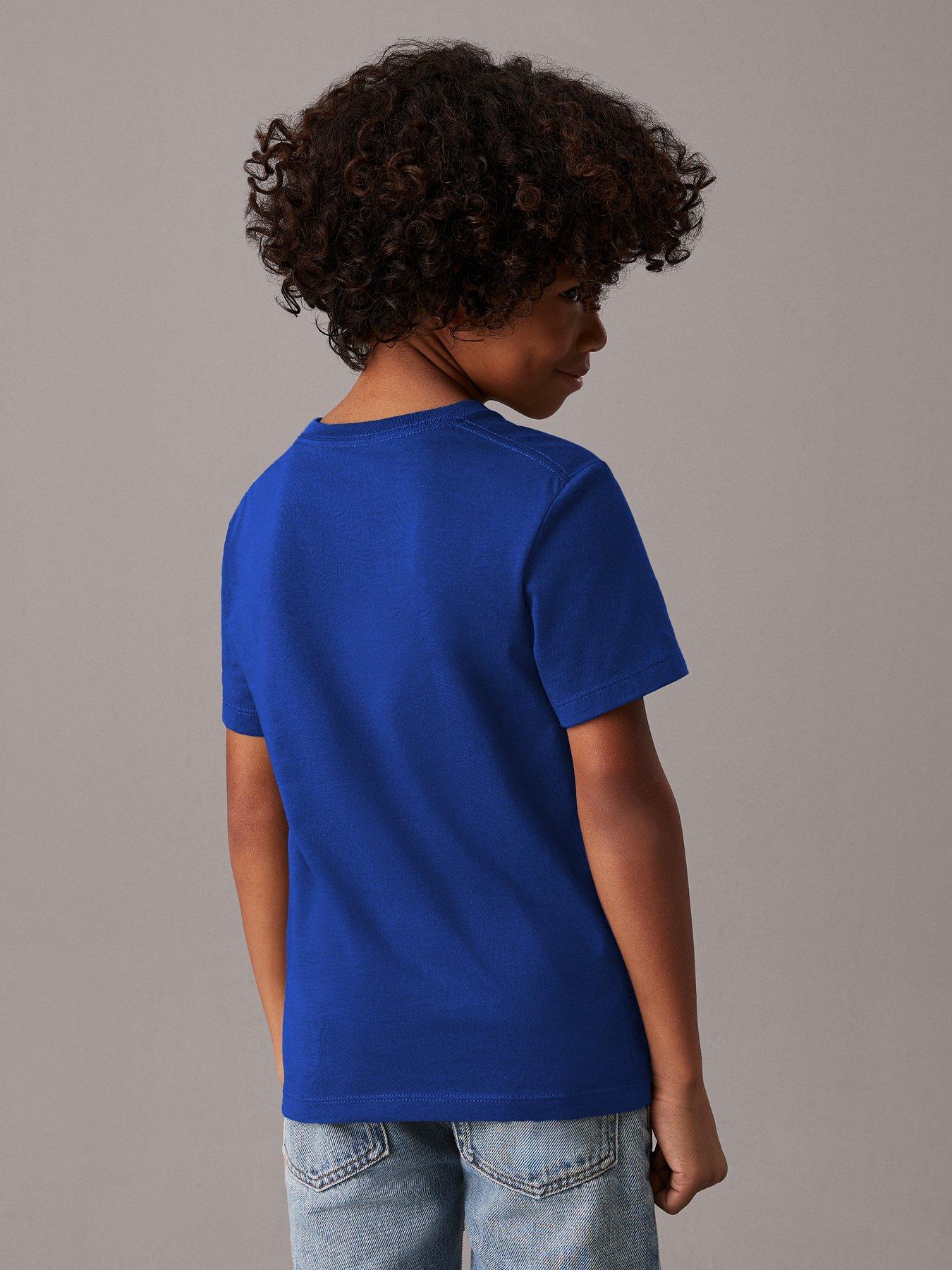 Image 2 of 4 of Calvin Klein Jeans Boys Inst Logo Short Sleeve T-Shirt - Bold Blue