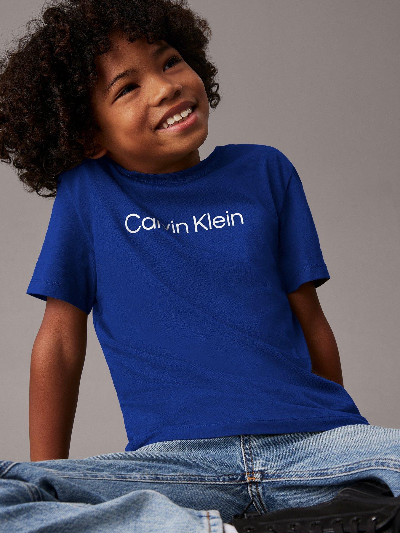 Image 3 of 4 of Calvin Klein Jeans Boys Inst Logo Short Sleeve T-Shirt - Bold Blue