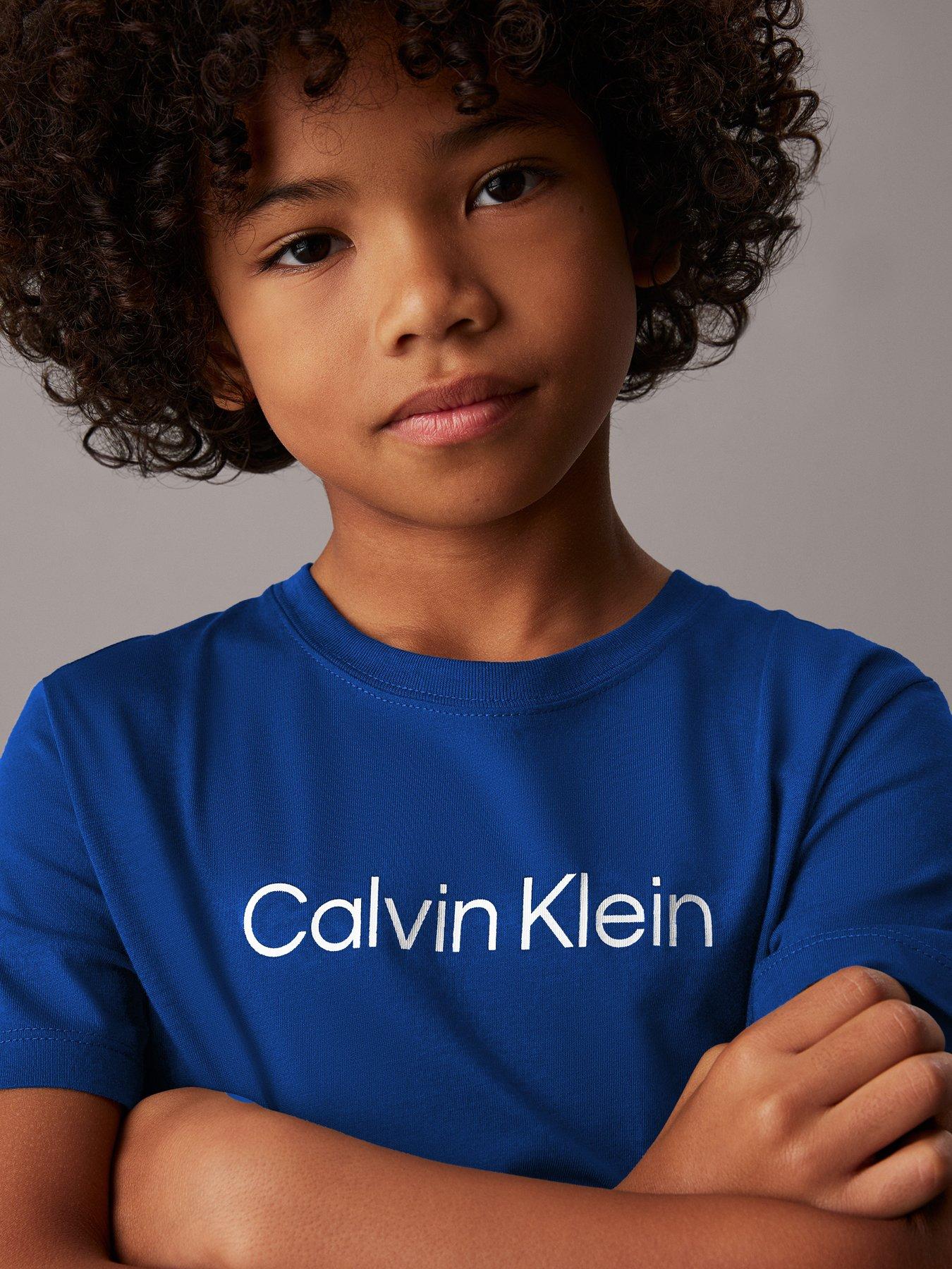 Image 4 of 4 of Calvin Klein Jeans Boys Inst Logo Short Sleeve T-Shirt - Bold Blue