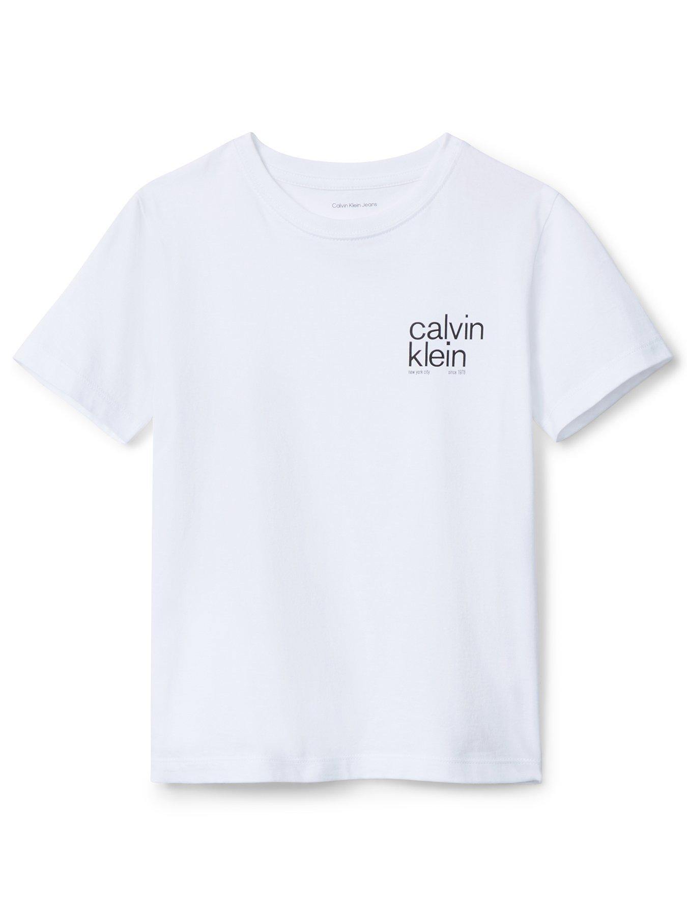 Image 1 of 1 of Calvin Klein Jeans Boys Reg CK Small Graphic Short Sleeve T-Shirt - White