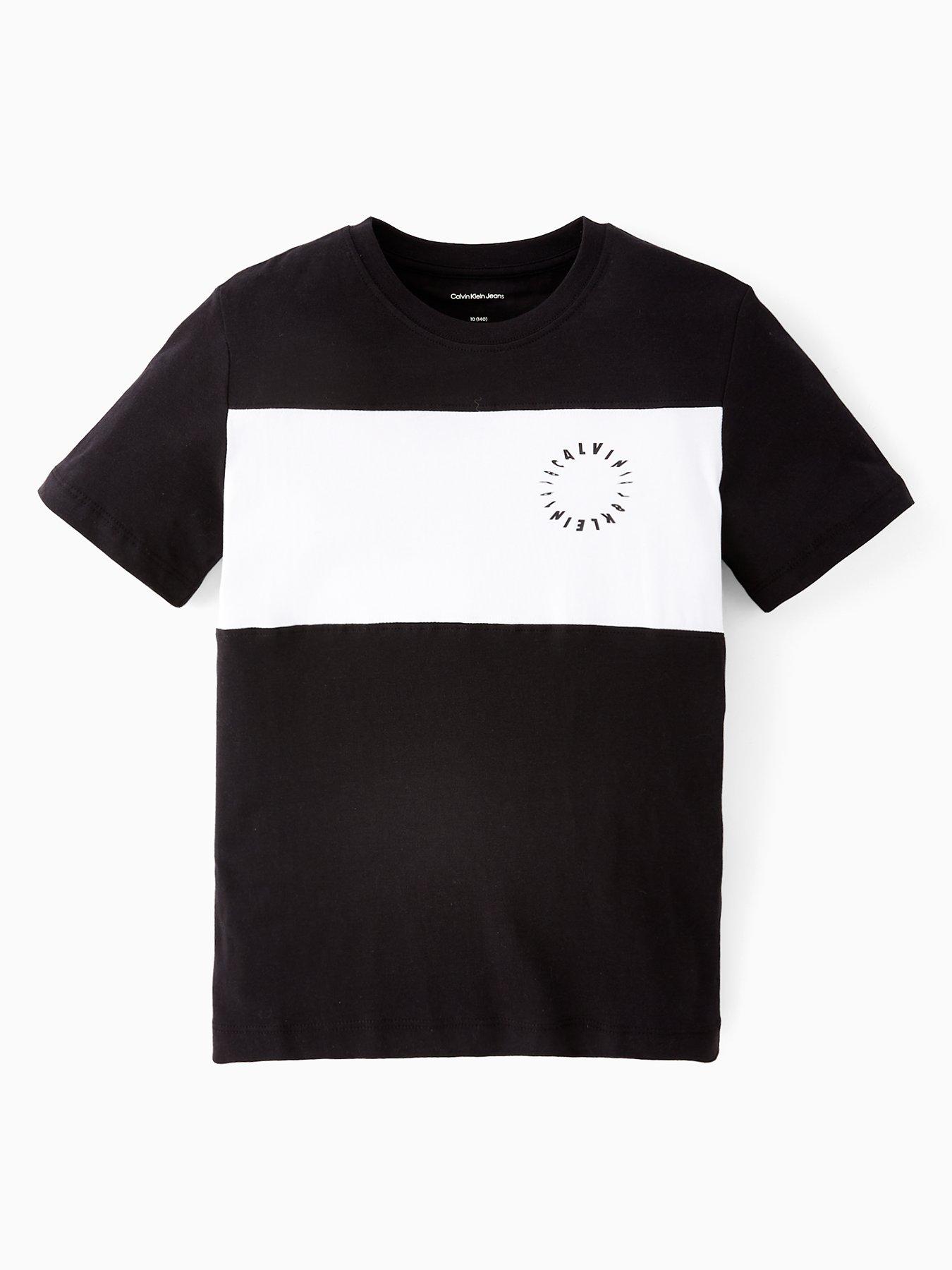  image of calvin-klein-jeans-boys-colour-block-graphic-short-sleeve-t-shirt-black