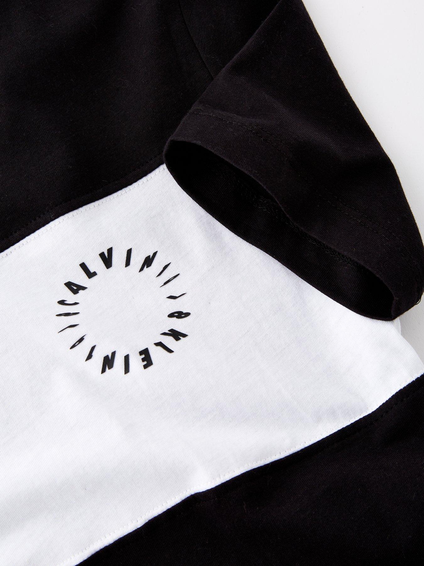 image of calvin-klein-jeans-boys-colour-block-graphic-short-sleeve-t-shirt-black