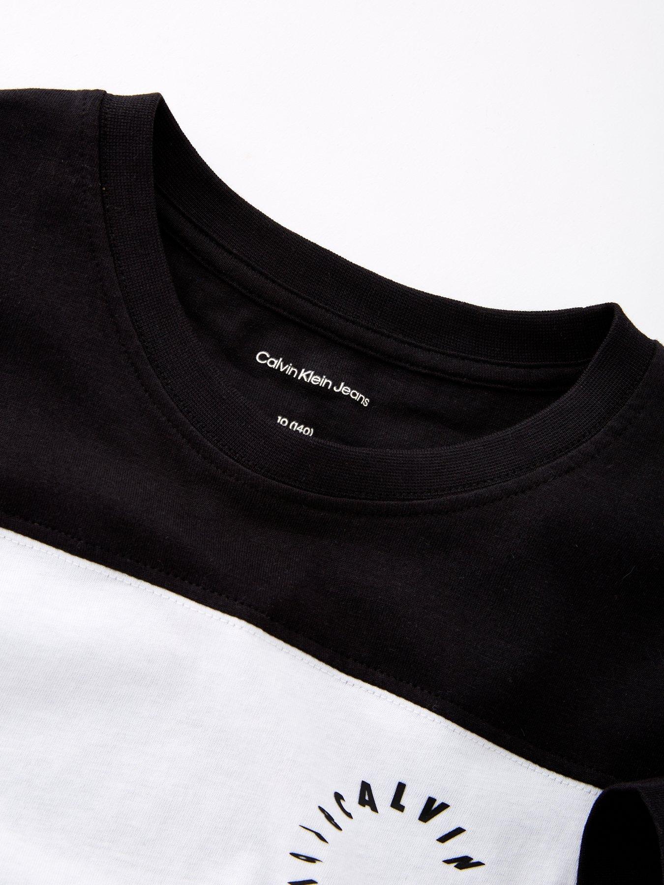  image of calvin-klein-jeans-boys-colour-block-graphic-short-sleeve-t-shirt-black