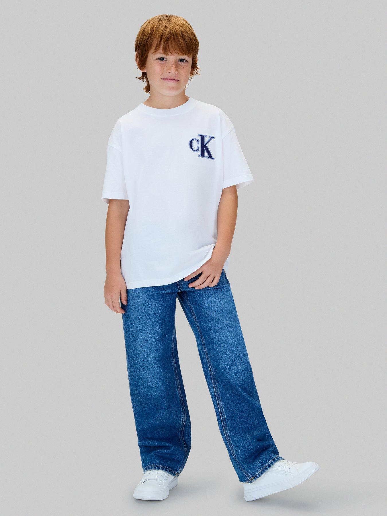  image of calvin-klein-jeans-boys-graphic-short-sleeve-t-shirt-white
