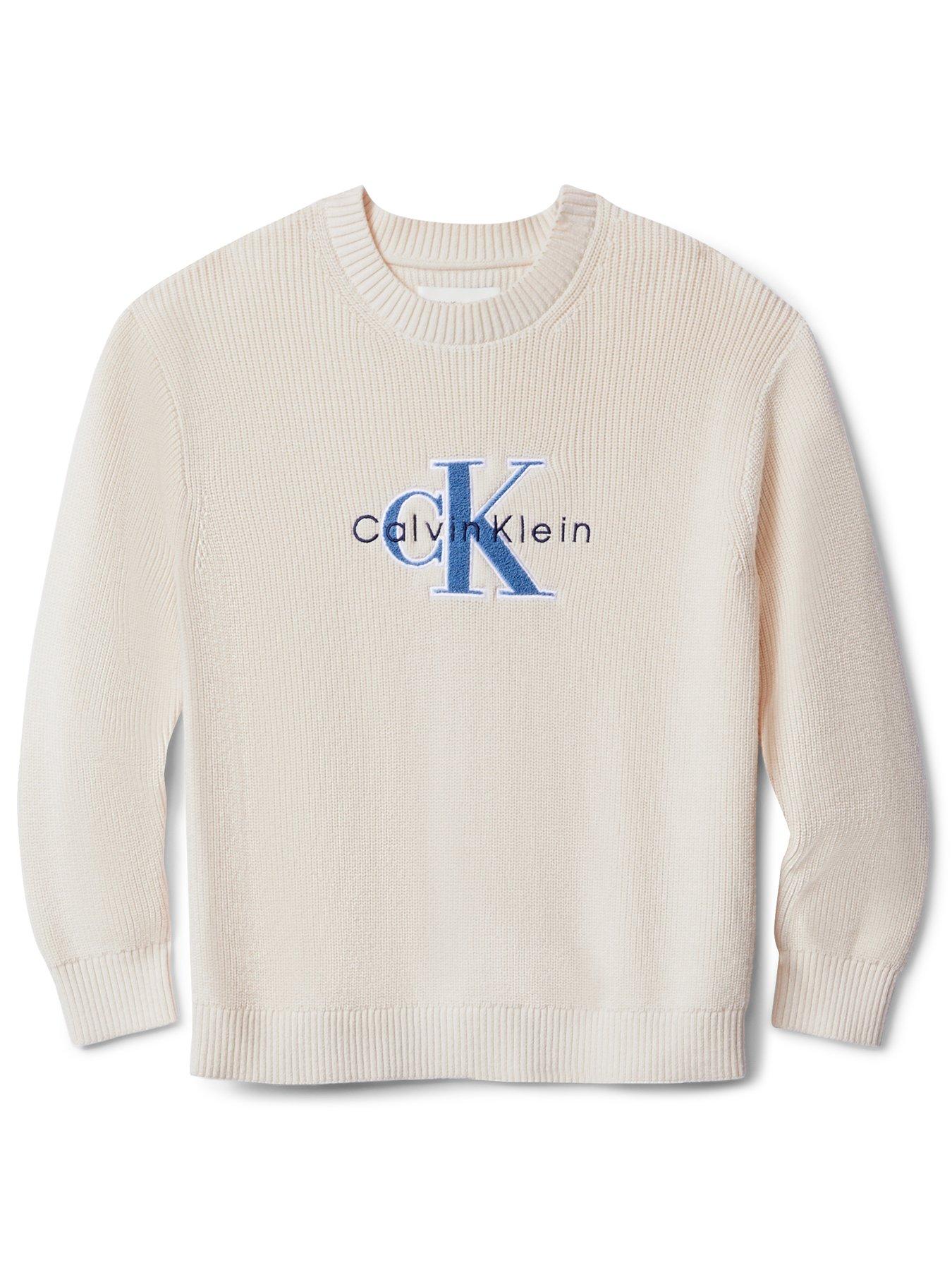 undefined Boys Towelling CK Stitch Jumper - Whitecap Gray - Beige