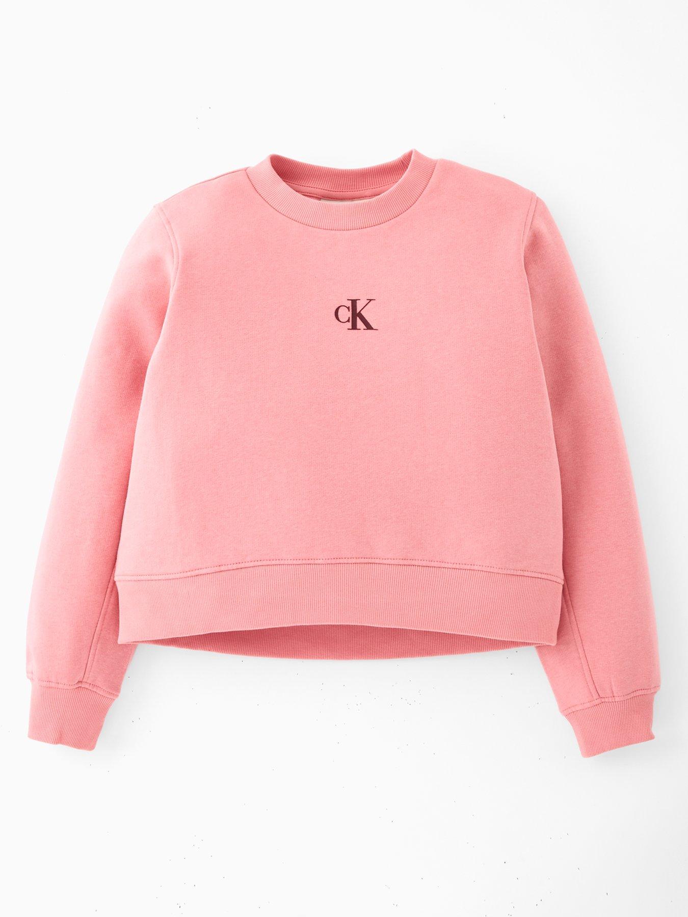 undefined Girls Ck Logo Crewneck Fleece Sweatshirt - Brandied Apricot