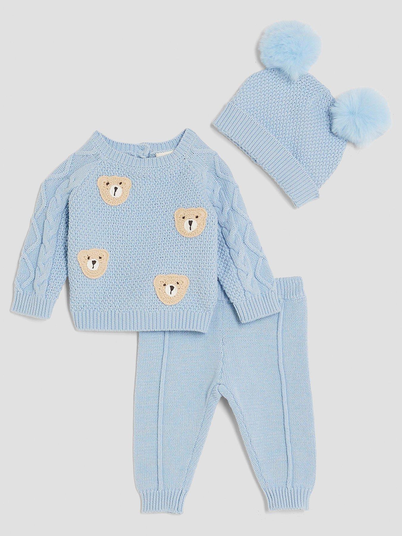 undefined Baby Boys Bear Jumper Hat Set - Blue