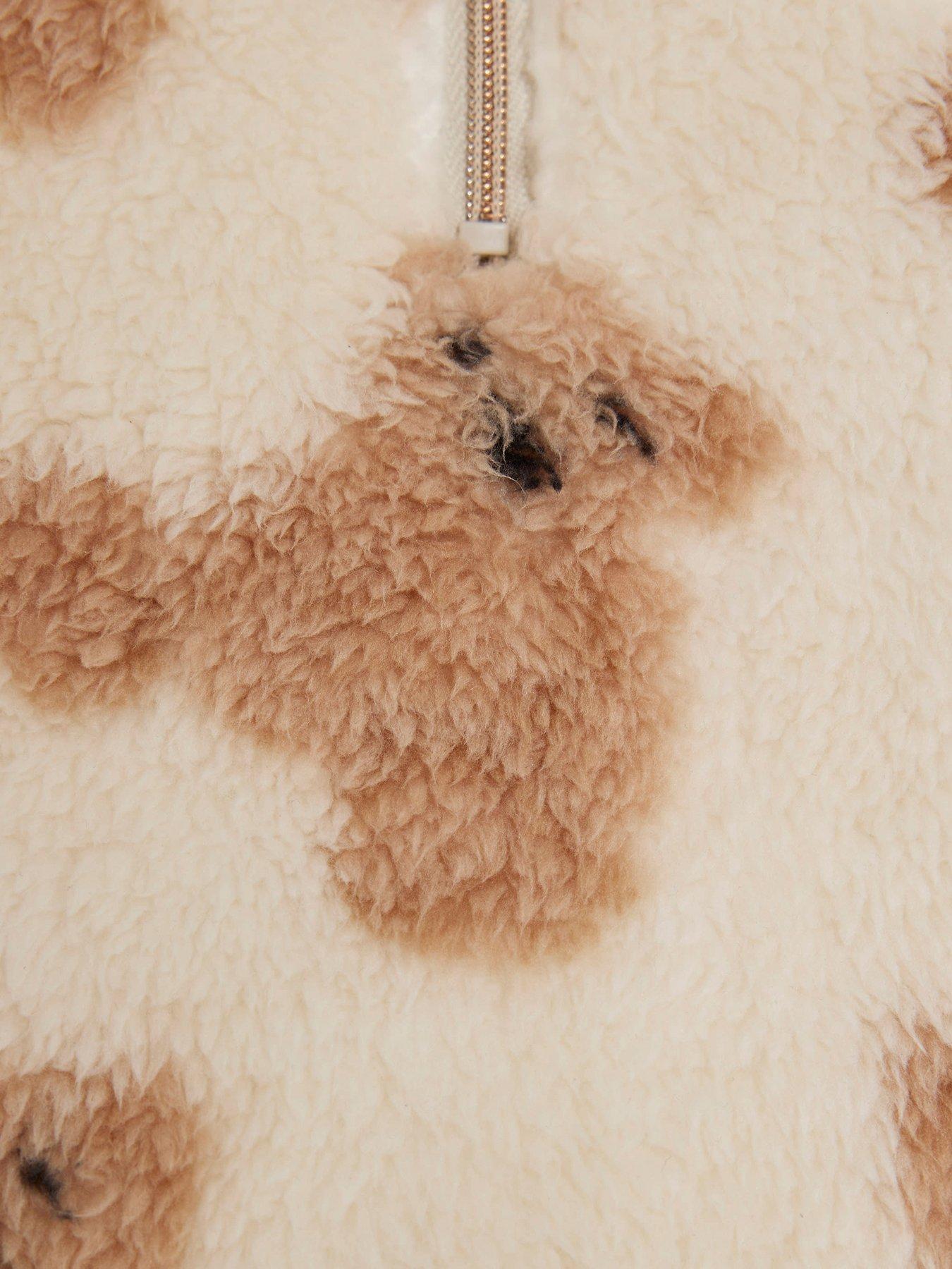 Image 4 of 5 of River Island Baby Boys Zip Faux Fur Bear Set - Beige