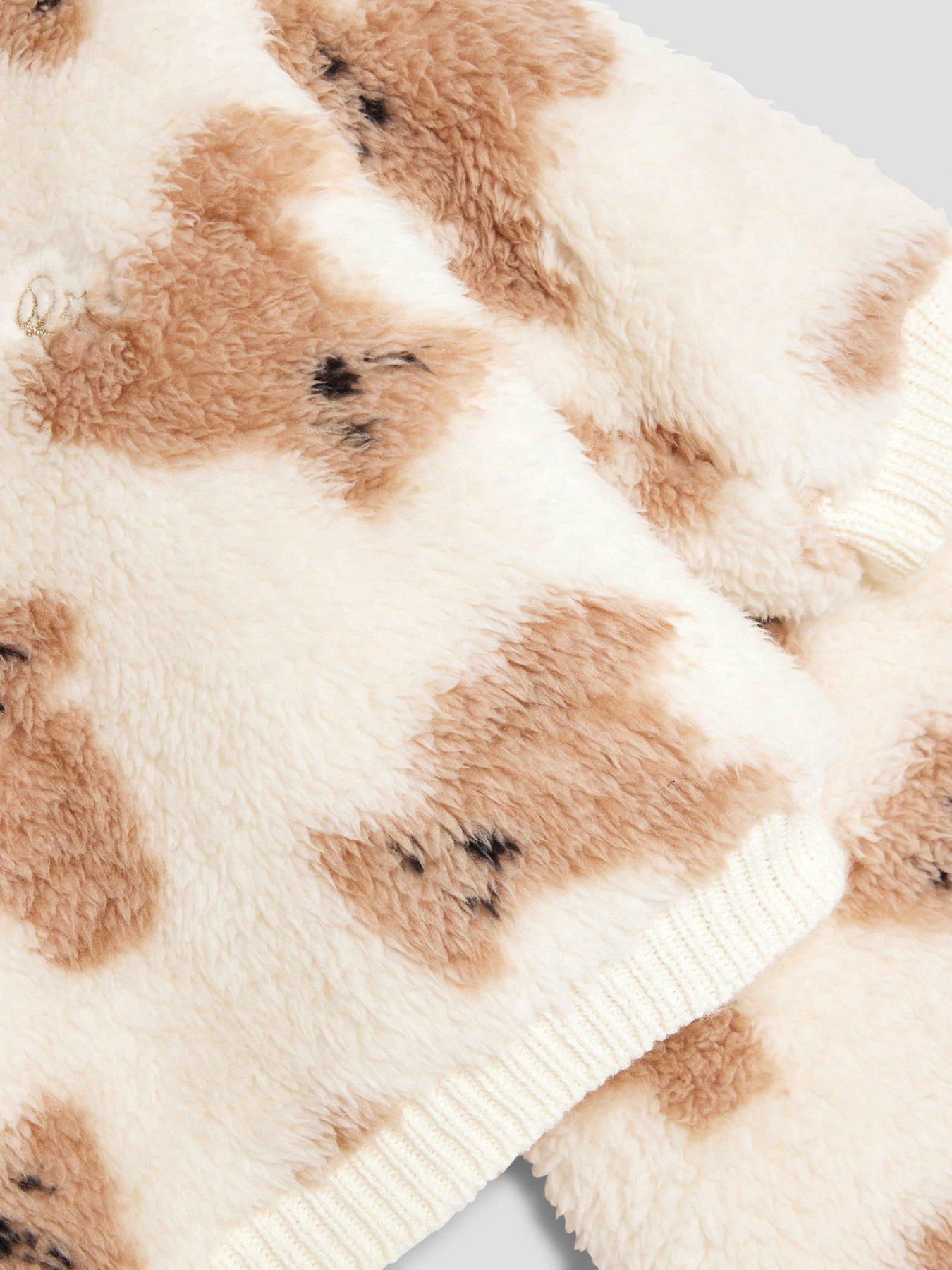 Image 5 of 5 of River Island Baby Boys Zip Faux Fur Bear Set - Beige