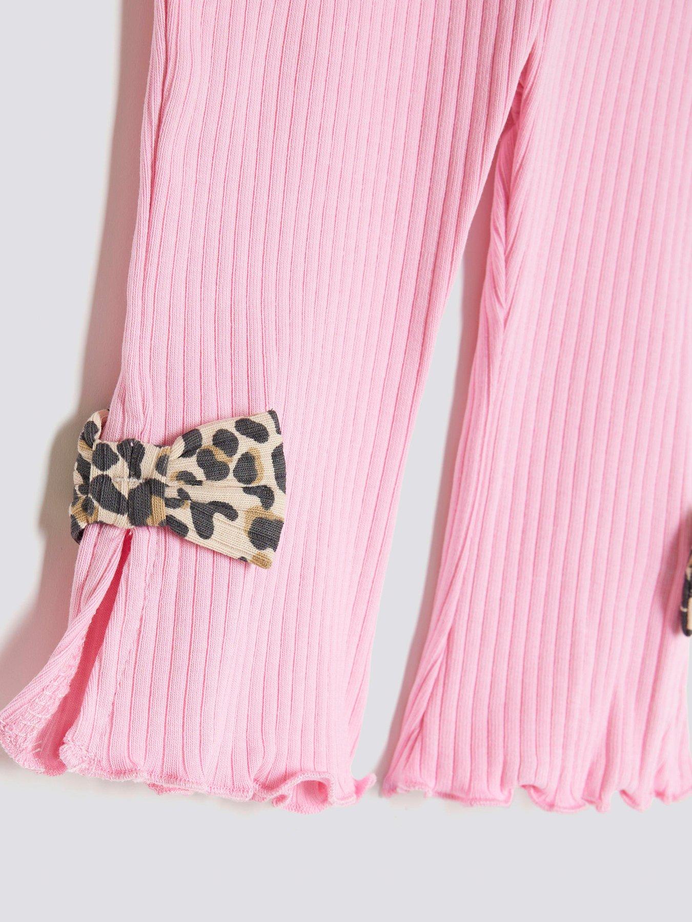 Image 3 of 4 of River Island Baby Girls Bow Peplum Sweat Set - Pink