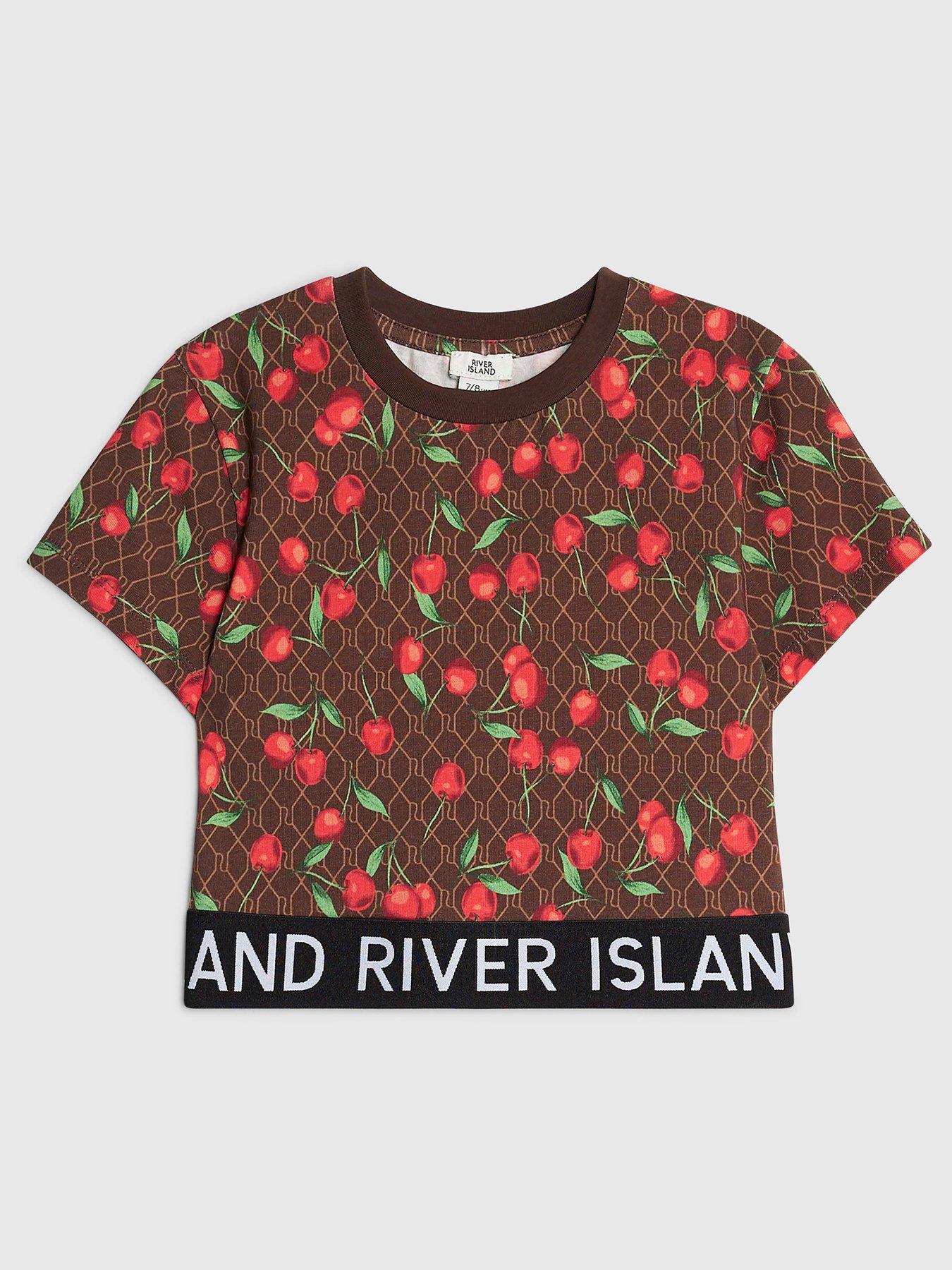undefined Older Girls Monogram Cherry Top - Brown