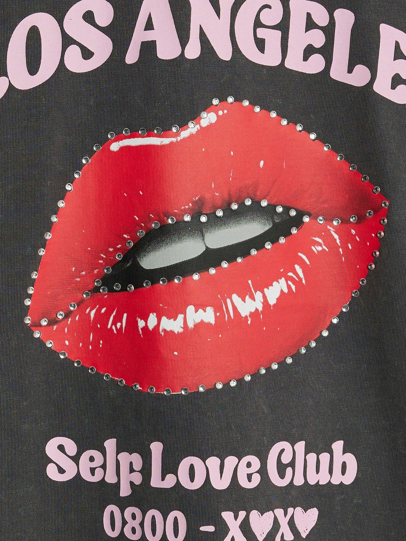  image of river-island-older-girls-los-angeles-t-shirt-set-grey