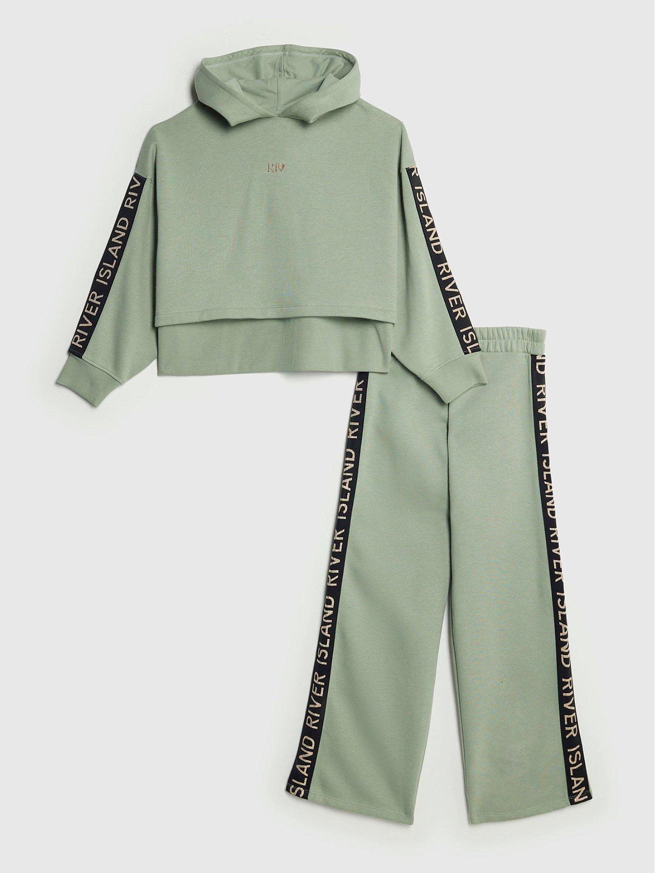 river-island-older-girls-hooded-sweatshirt-set-khaki