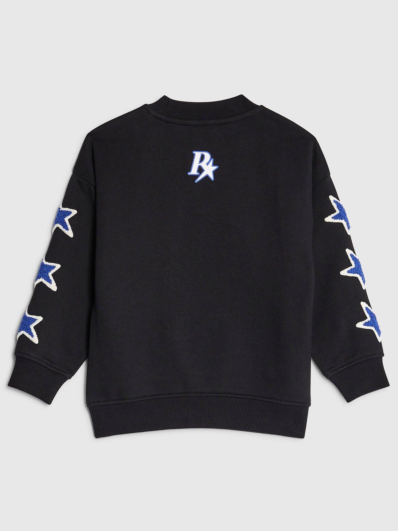  image of river-island-mini-mini-boys-black-r-star-applique-sweatshirt-black
