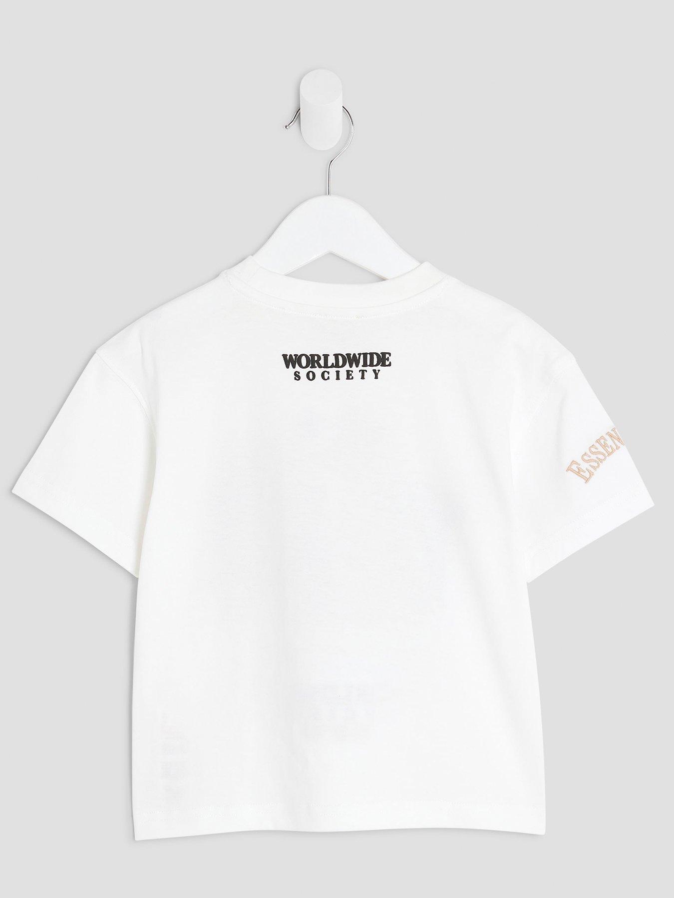 Image 2 of 4 of River Island Mini Boys Varsity Bear T-Shirt - White