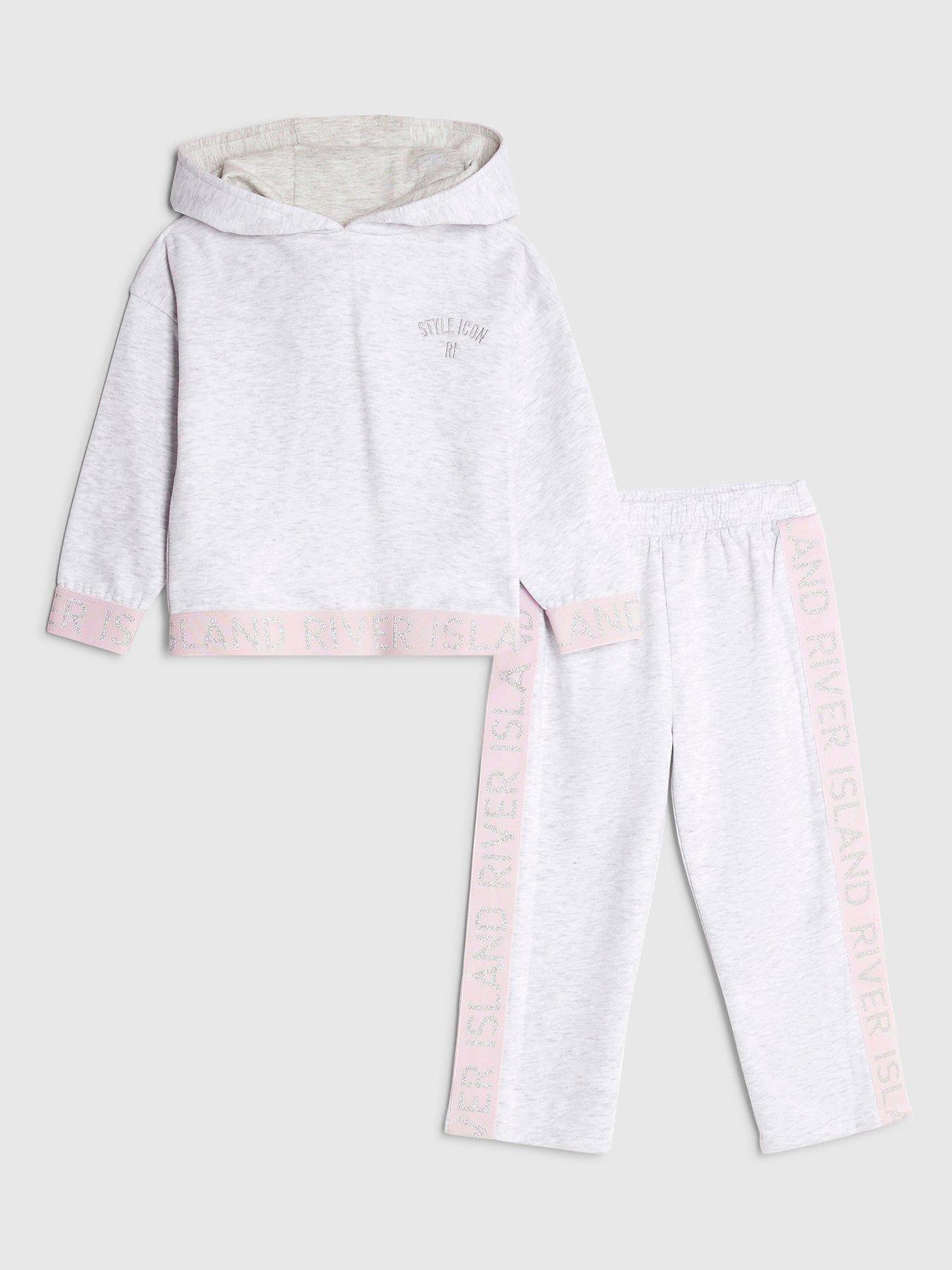 River Island Mini Girls Waistband Hoodie Set - Grey