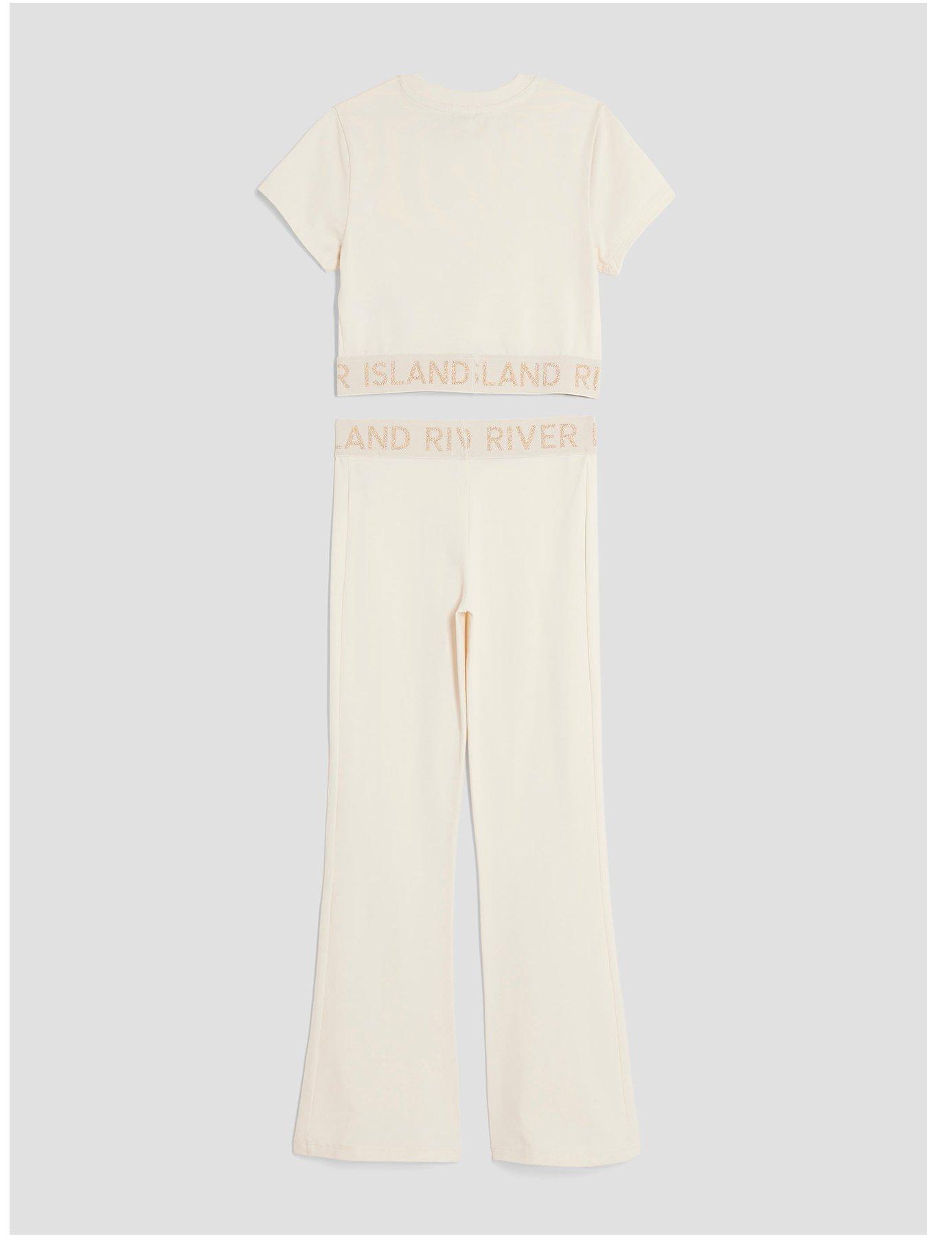 back image of river-island-older-girls-glitter-waistband-set-cream