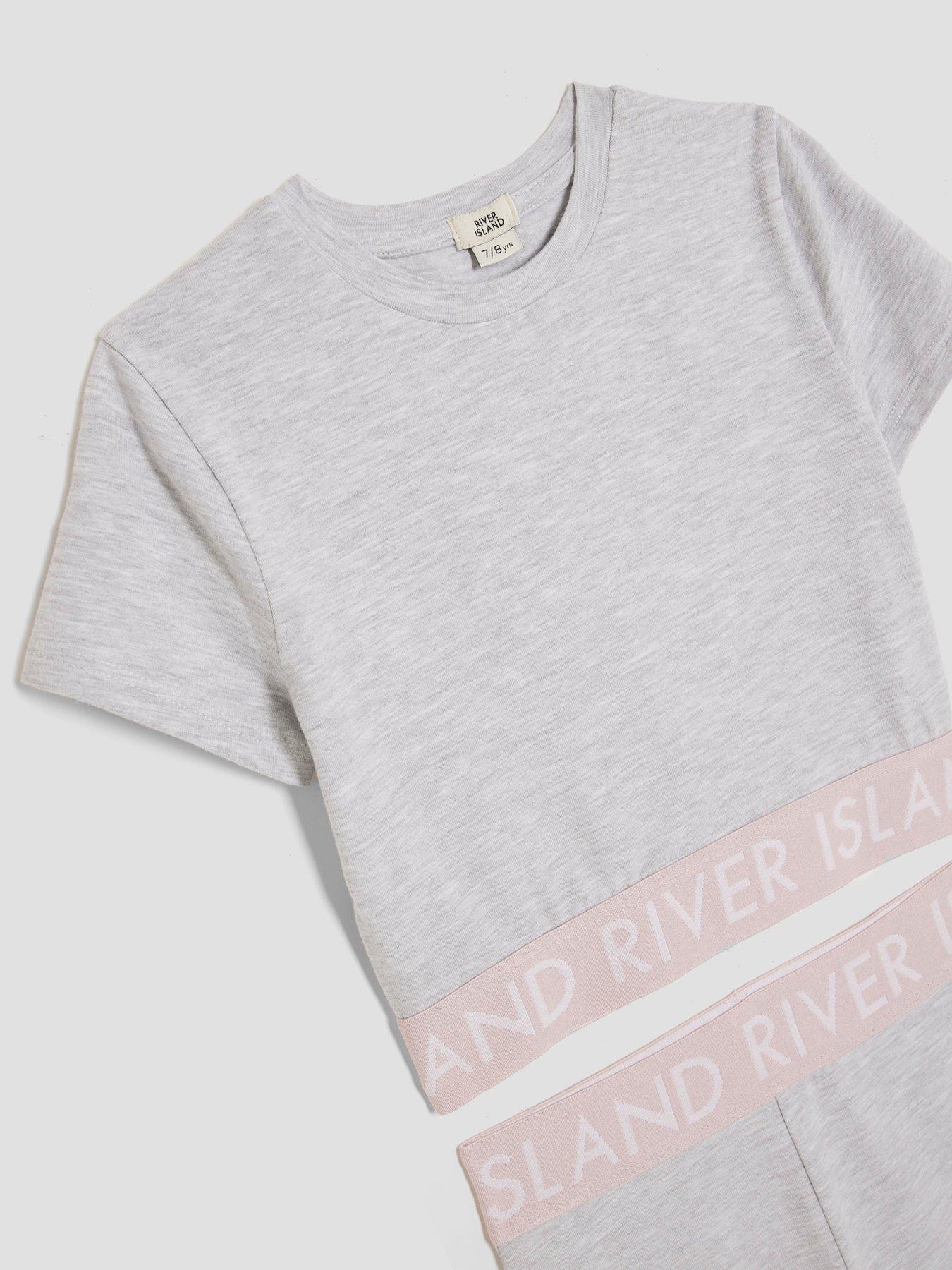  image of river-island-older-girls-waistband-kickflare-set-grey