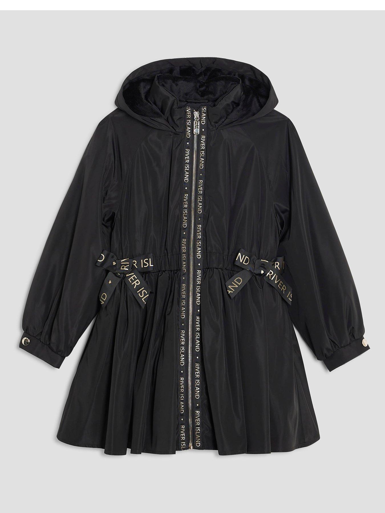 undefined Older Girls Peplum Hooded Raincoat - Black