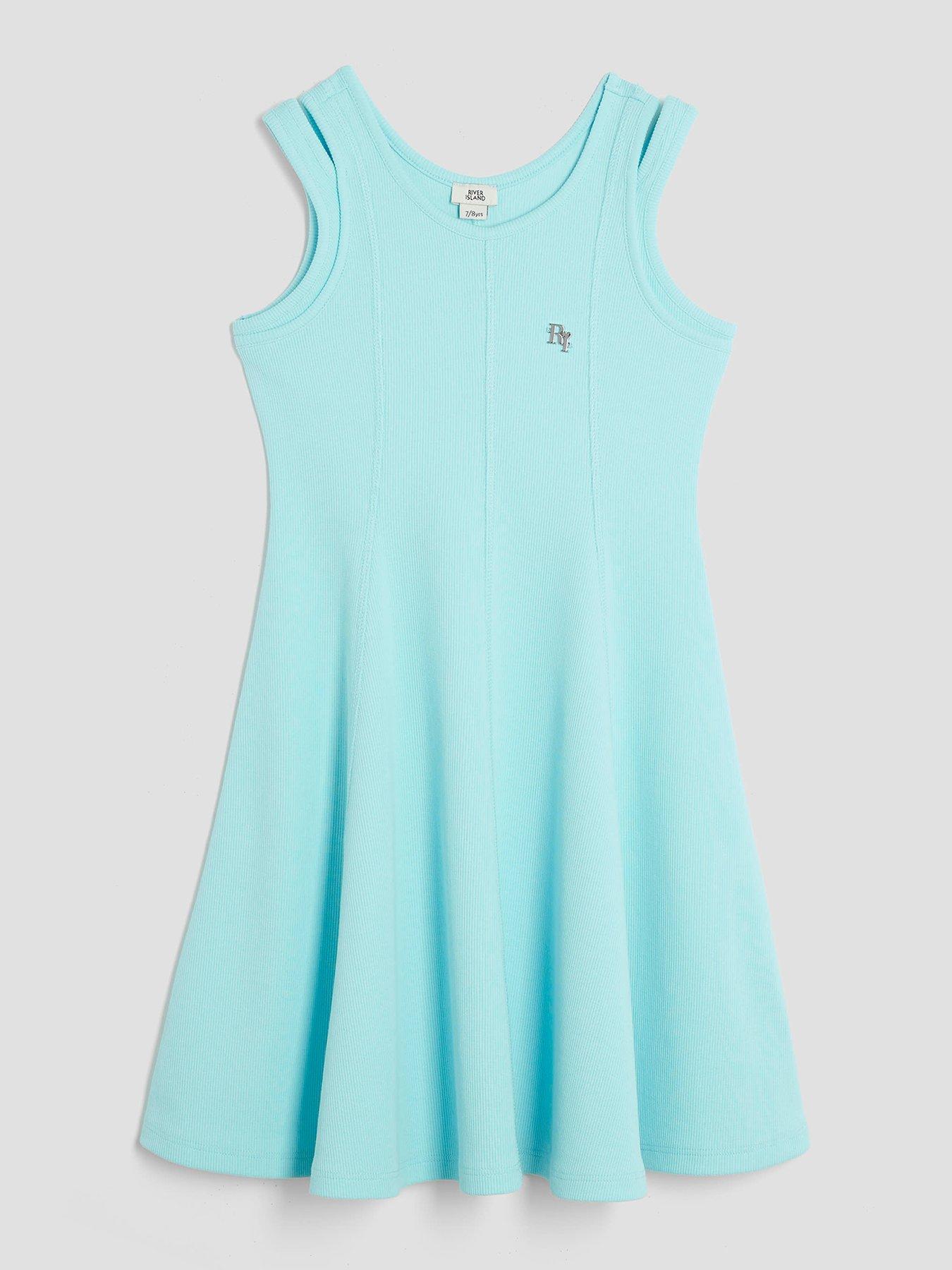undefined Older Girls Double Strapped Skater Dress  - Green