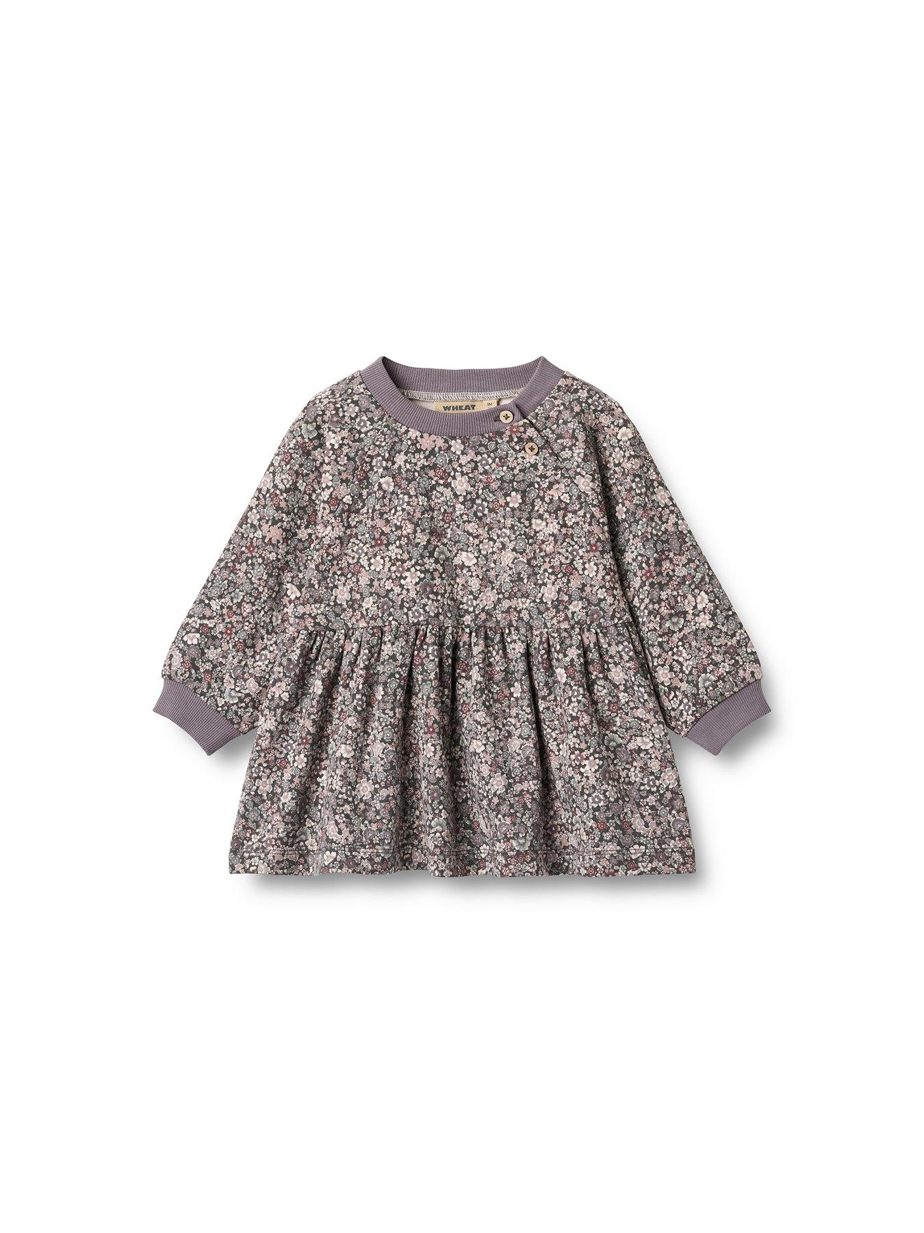 Image 1 of 2 of Wheat Baby Girls Dorthea Long Sleeve Jersey Dress - Purple