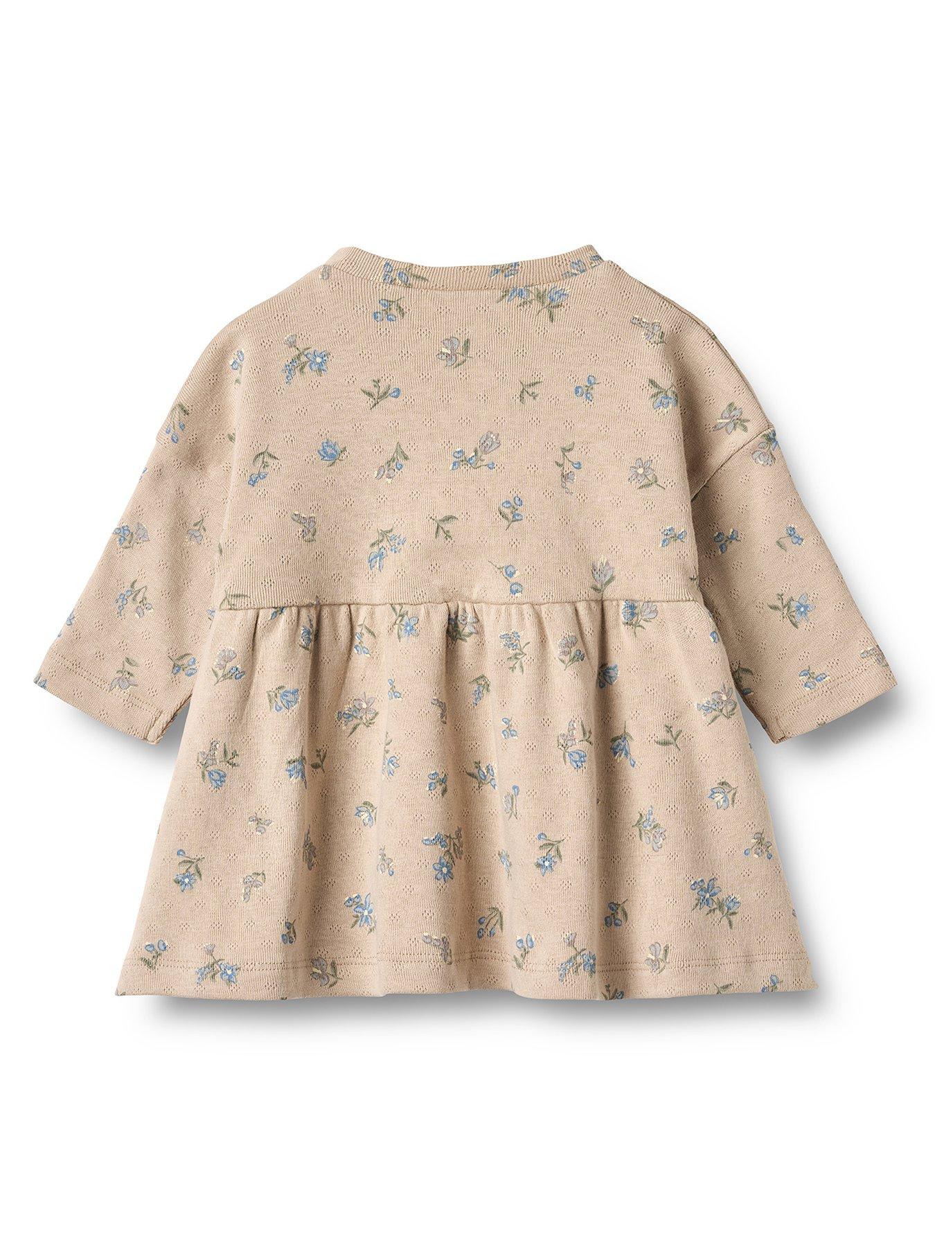 Image 2 of 2 of Wheat Baby Girls Emmy Long Sleeve Jersey Dress - Beige