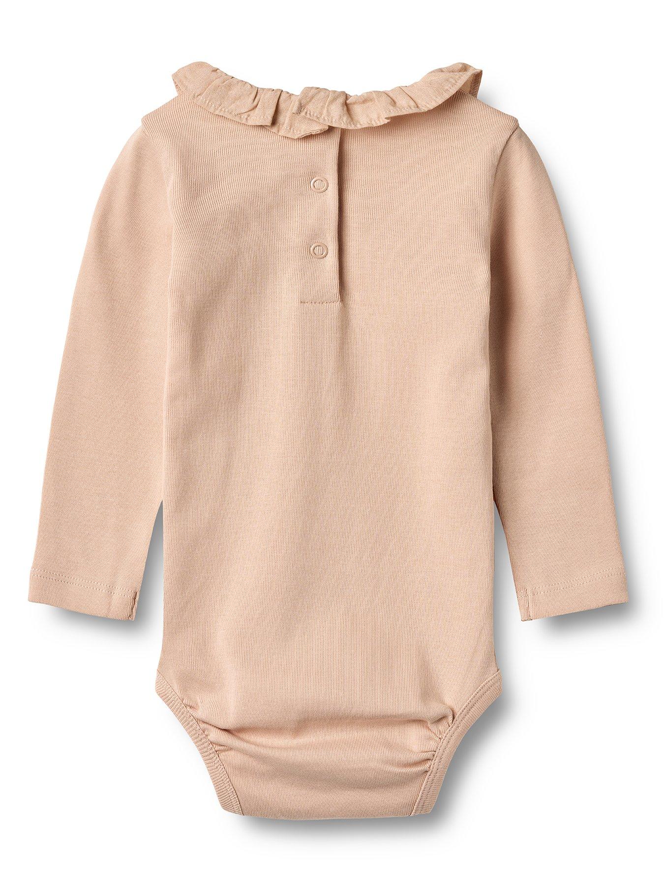 Image 2 of 2 of Wheat Baby Girls Ena Frill Collar Long Sleeve Bodysuit - Pink