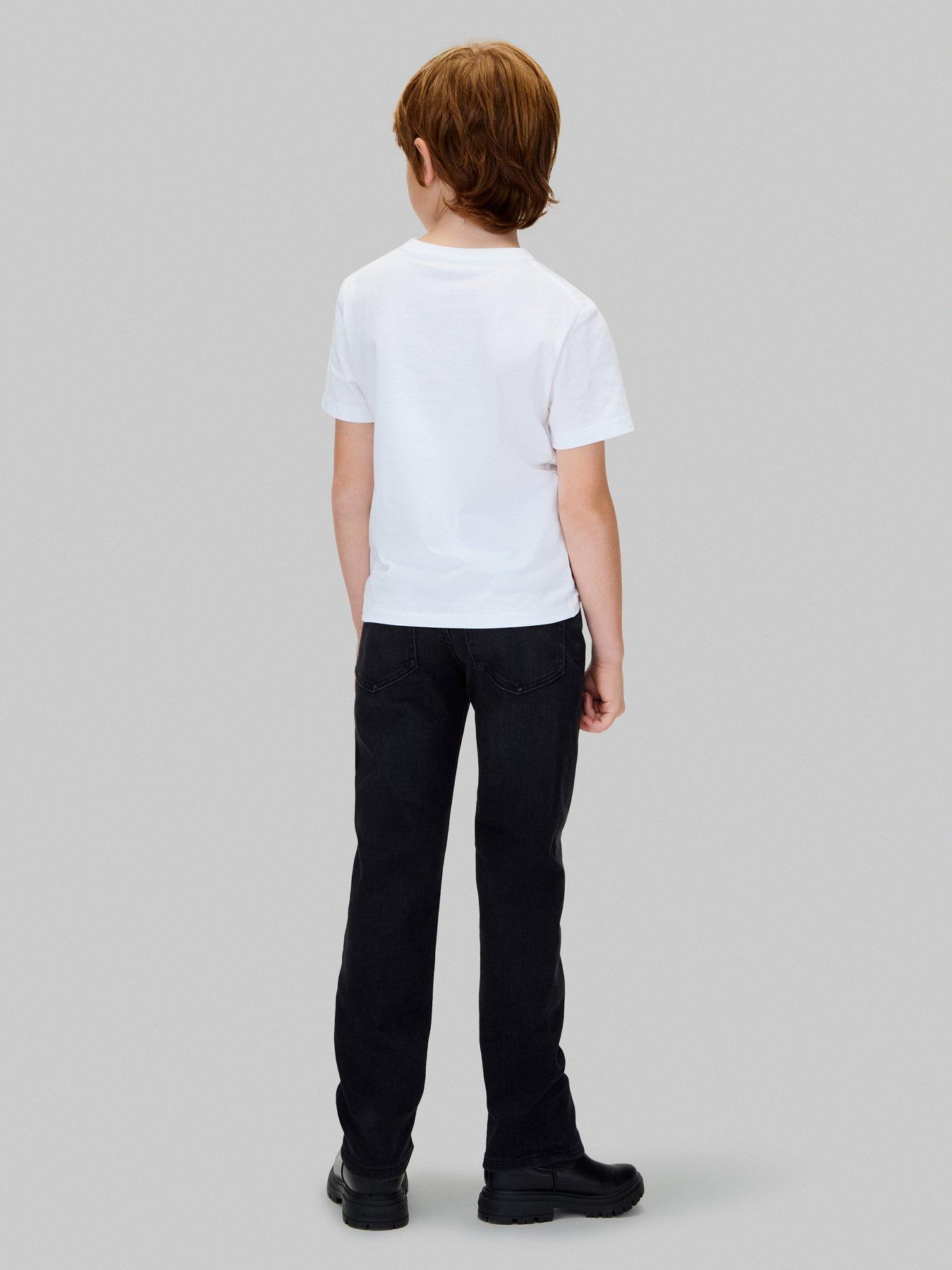 Image 2 of 5 of Calvin Klein Jeans Boys Reg Straight Washed Jeans - Black