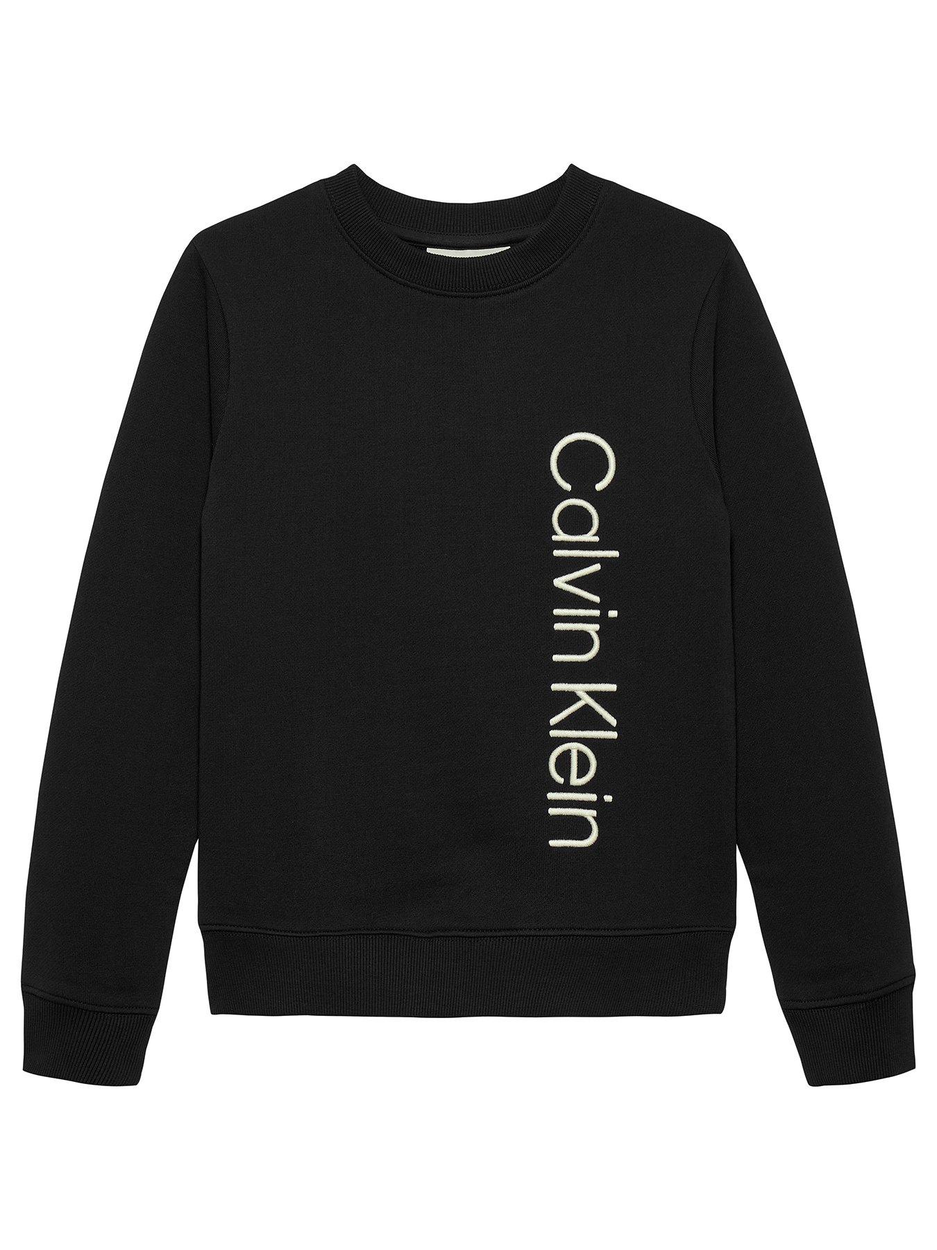 undefined Boys Terry Side Graphic Crew Neck Sweatshirt - Black