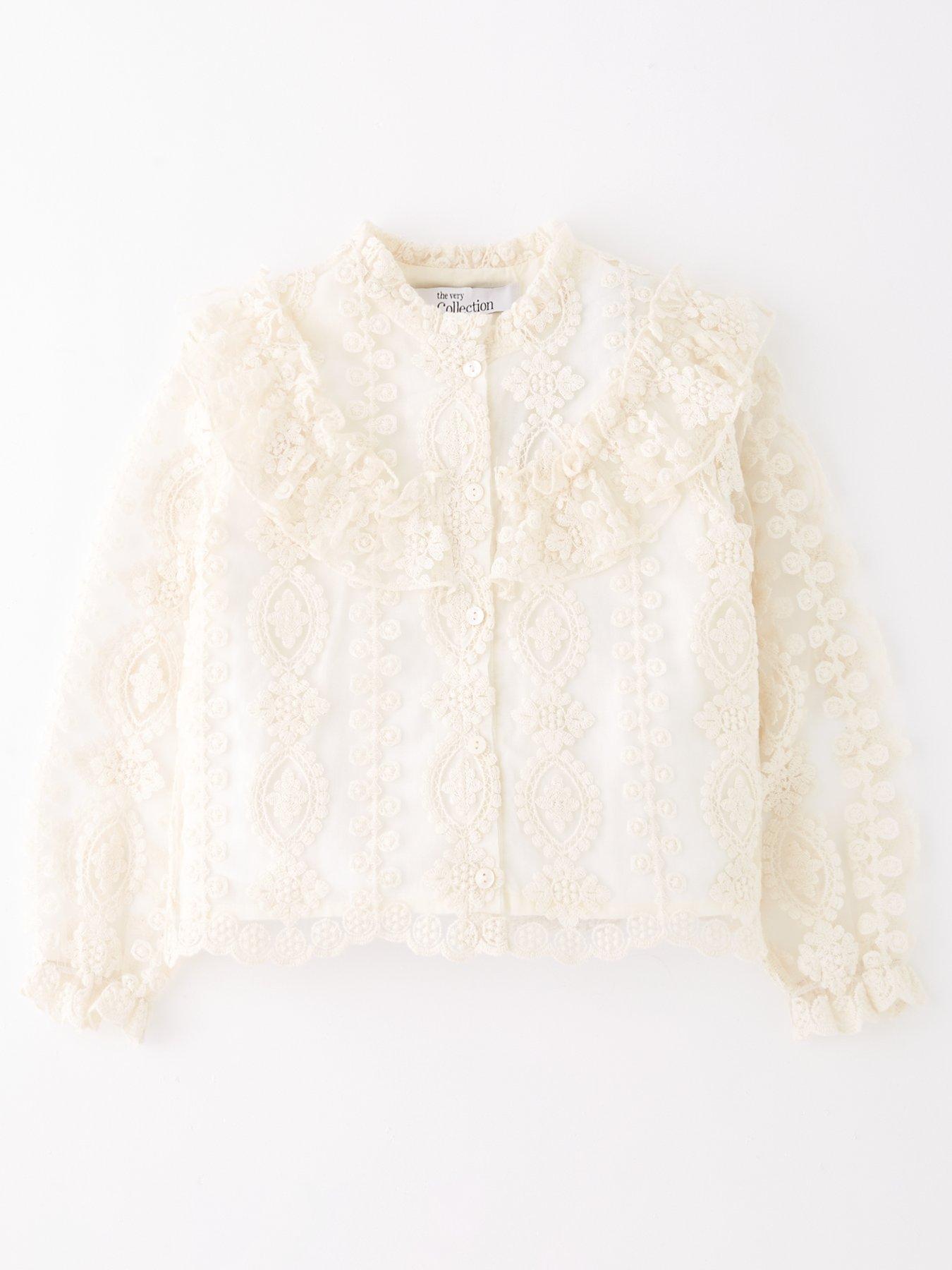 Image 1 of 4 of The Very Collection Girls Lace Blouse - Cream
