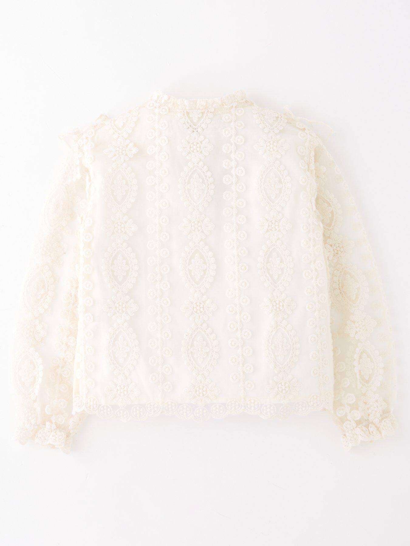 Image 2 of 4 of The Very Collection Girls Lace Blouse - Cream