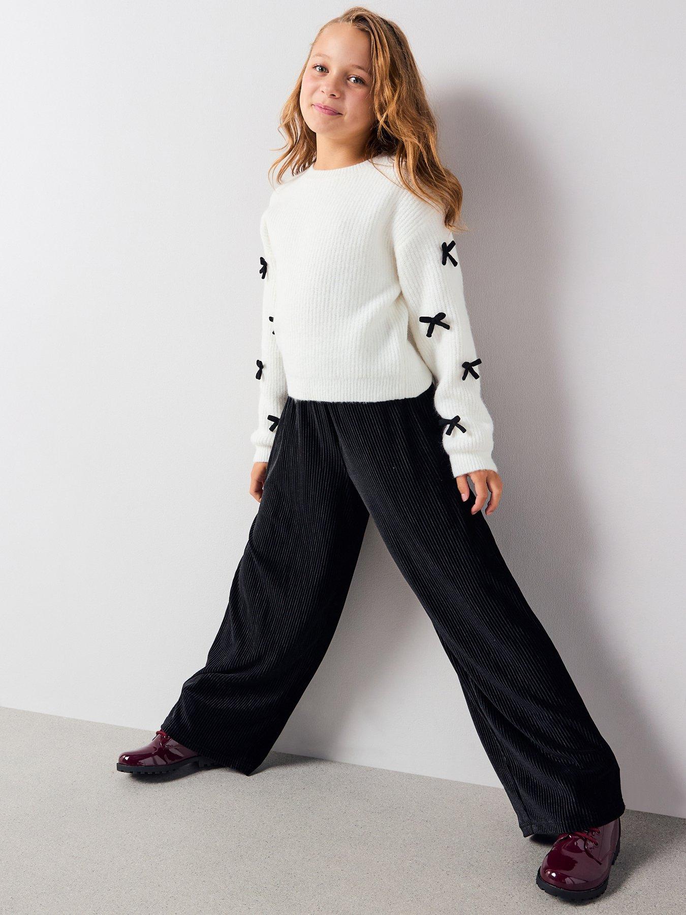 the-very-collection-girls-velvet-plisse-trouser-black
