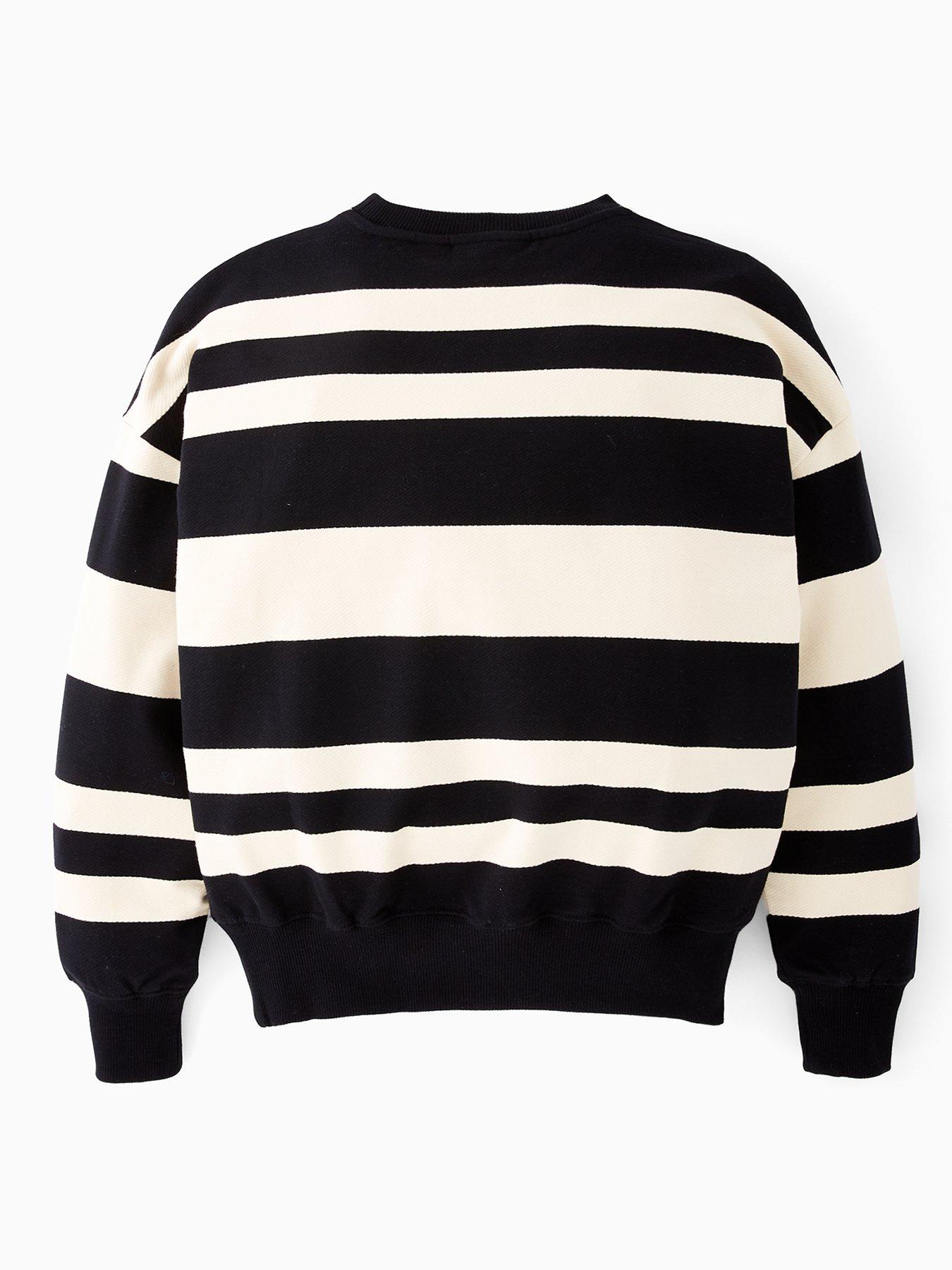 back image of calvin-klein-jeans-boys-striped-modern-crew-neck-sweatshirt-blackwhitecap-grey