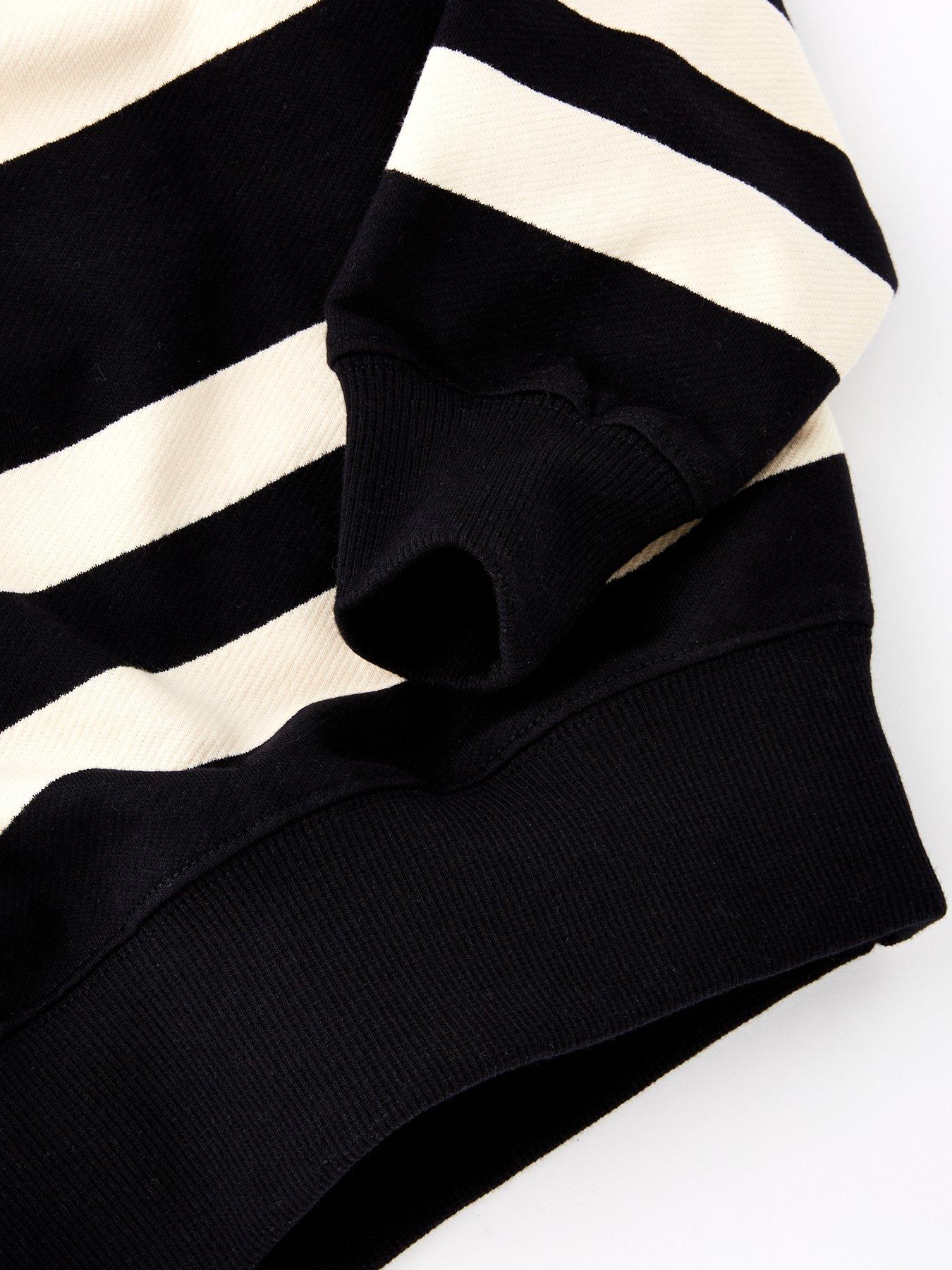  image of calvin-klein-jeans-boys-striped-modern-crew-neck-sweatshirt-blackwhitecap-grey