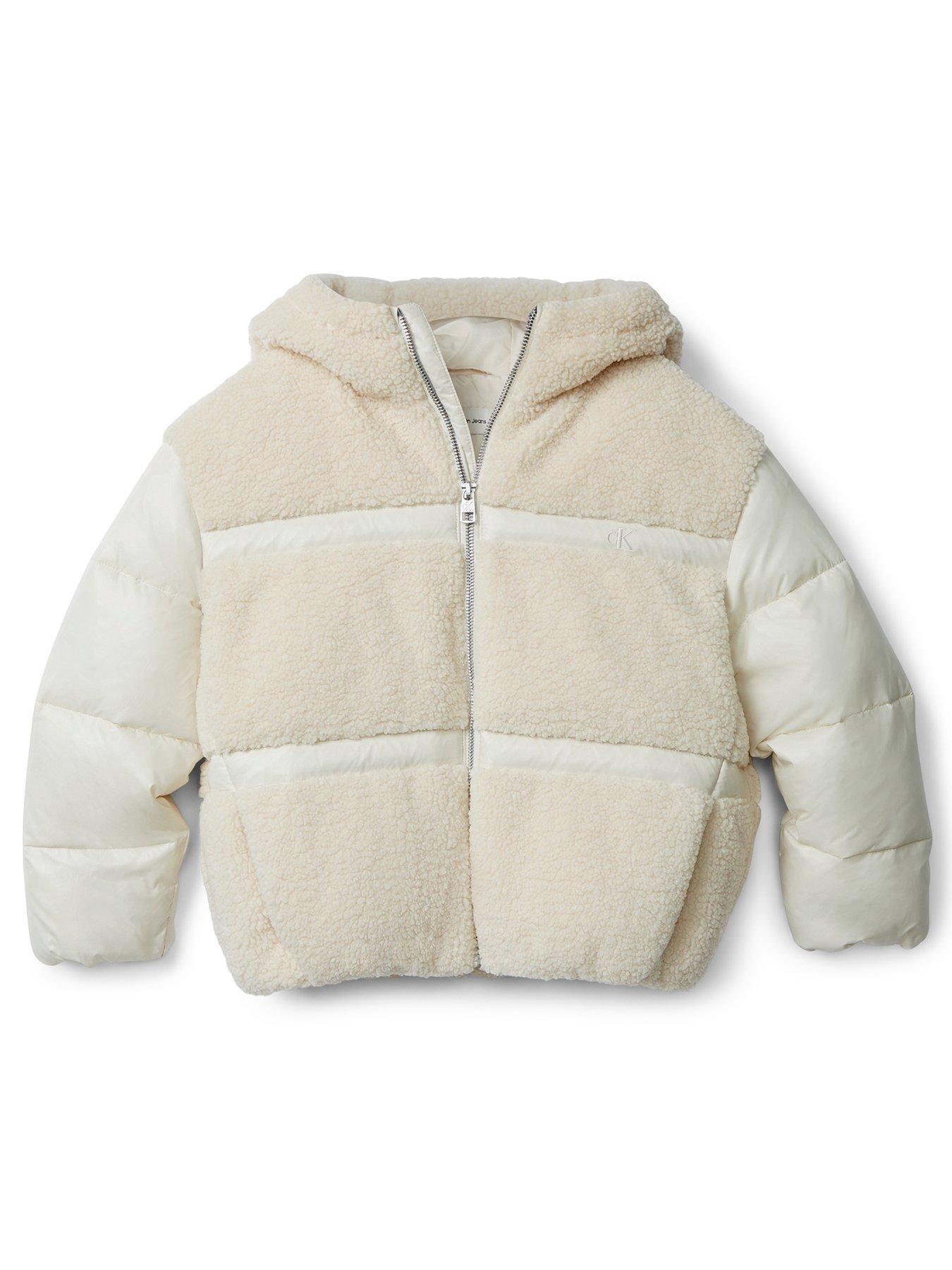 Calvin Klein Jeans Girls Teddy Shiny Padded Jacket - Whitecap Gray