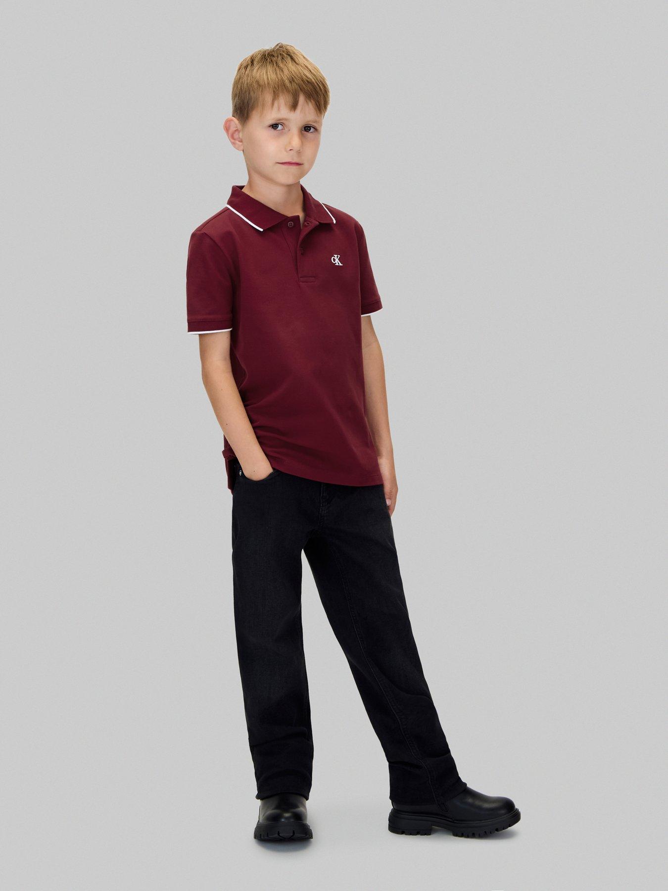undefined Boys Tipping Regular Short Sleeve Polo - Raspberry Chocolate