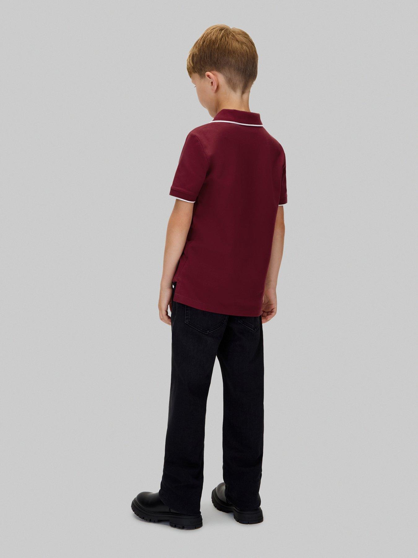 Image 2 of 6 of Calvin Klein Jeans Boys Tipping Regular Short Sleeve Polo - Raspberry Chocolate
