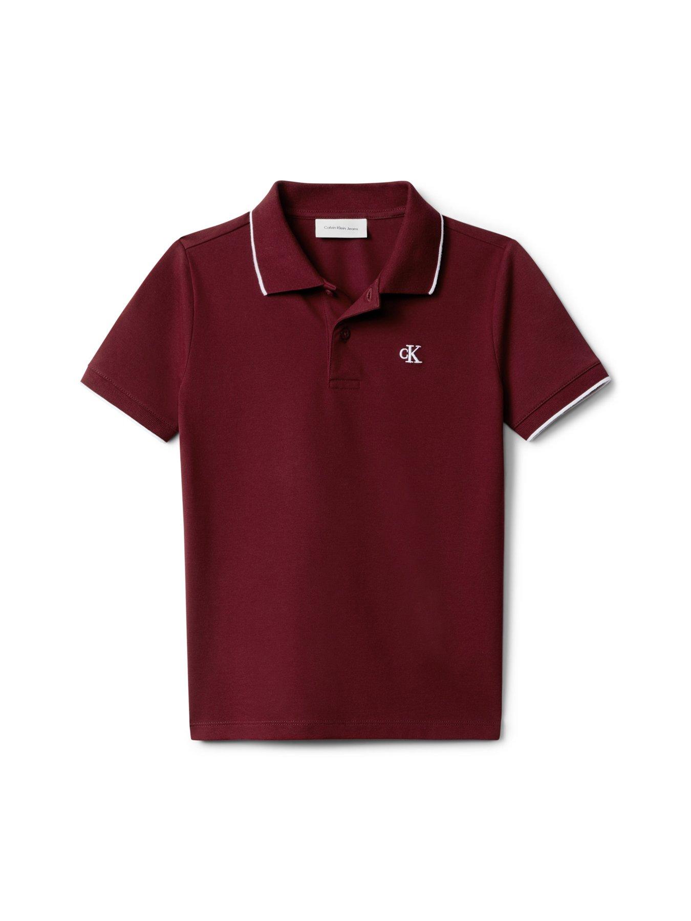 Image 6 of 6 of Calvin Klein Jeans Boys Tipping Regular Short Sleeve Polo - Raspberry Chocolate