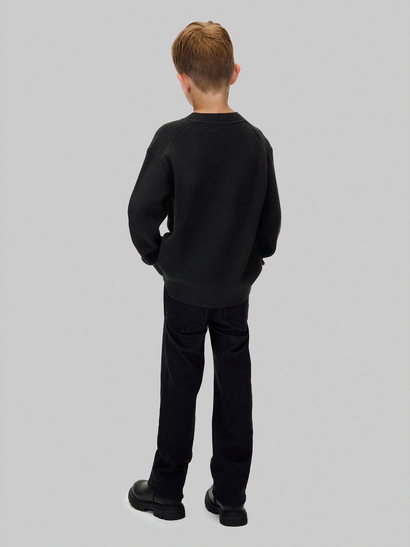 Image 3 of 6 of Calvin Klein Jeans Boys Towelling CK Stitch Jumper - Black