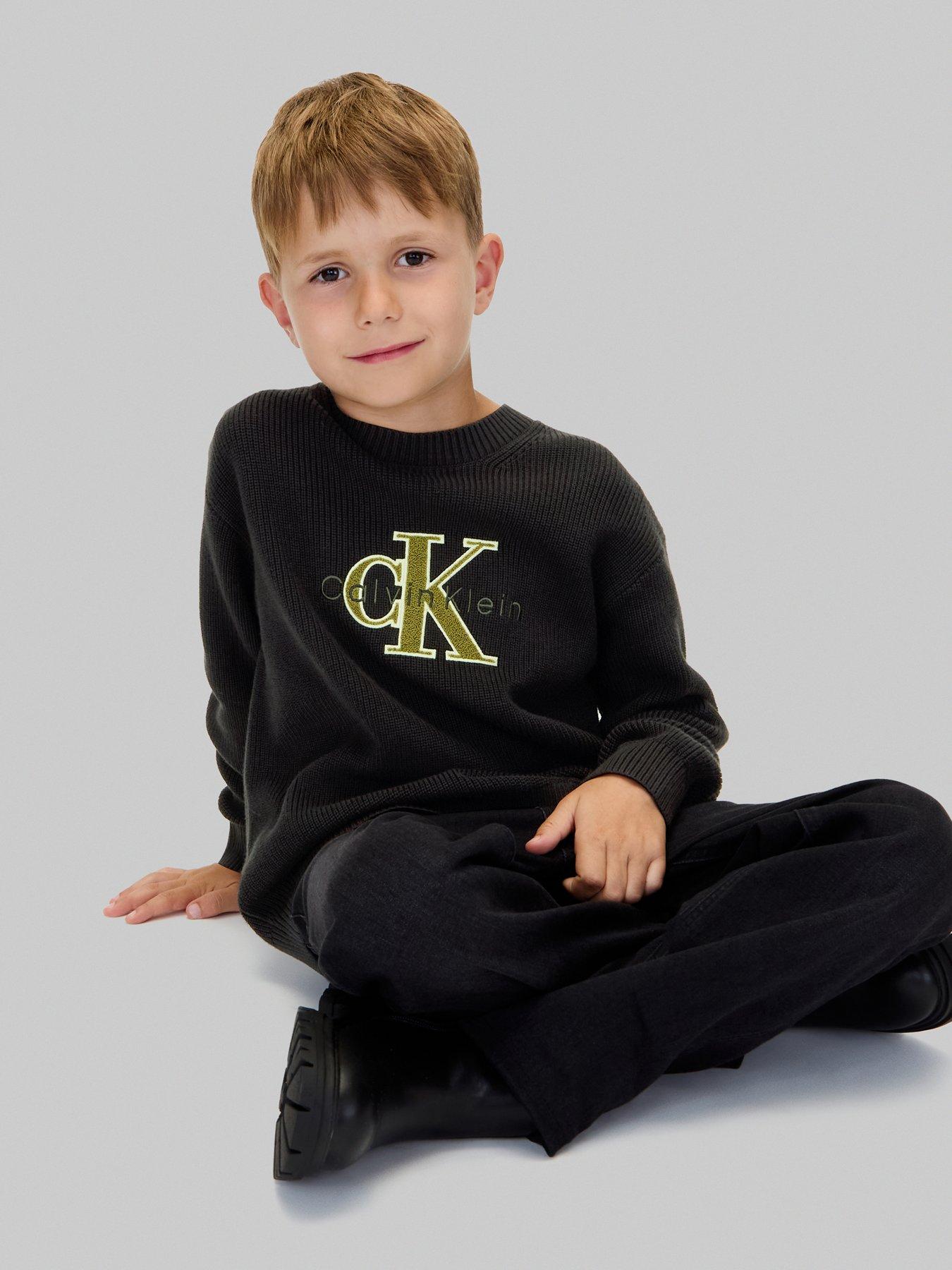 Image 5 of 6 of Calvin Klein Jeans Boys Towelling CK Stitch Jumper - Black