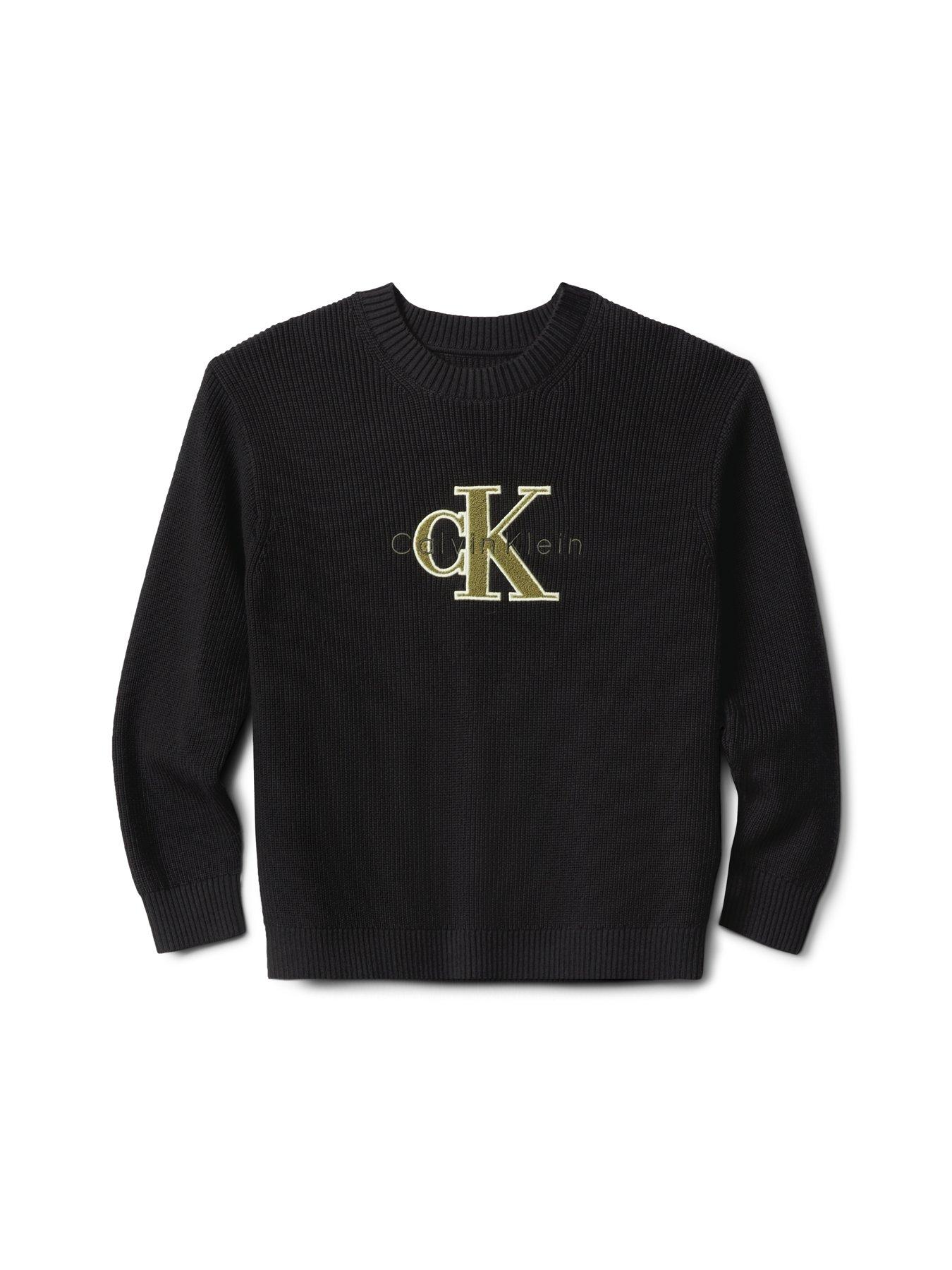 Image 6 of 6 of Calvin Klein Jeans Boys Towelling CK Stitch Jumper - Black