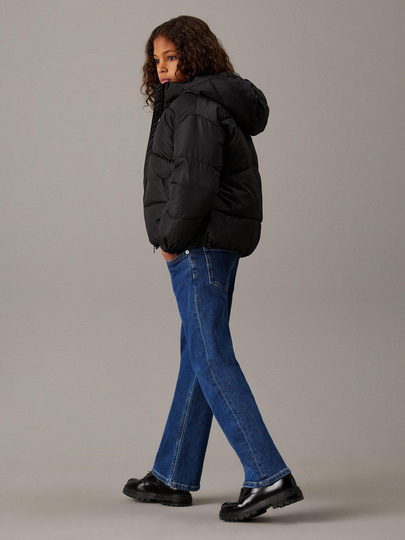 Image 2 of 6 of Calvin Klein Jeans Girls CK Short Padded Jacket - Black
