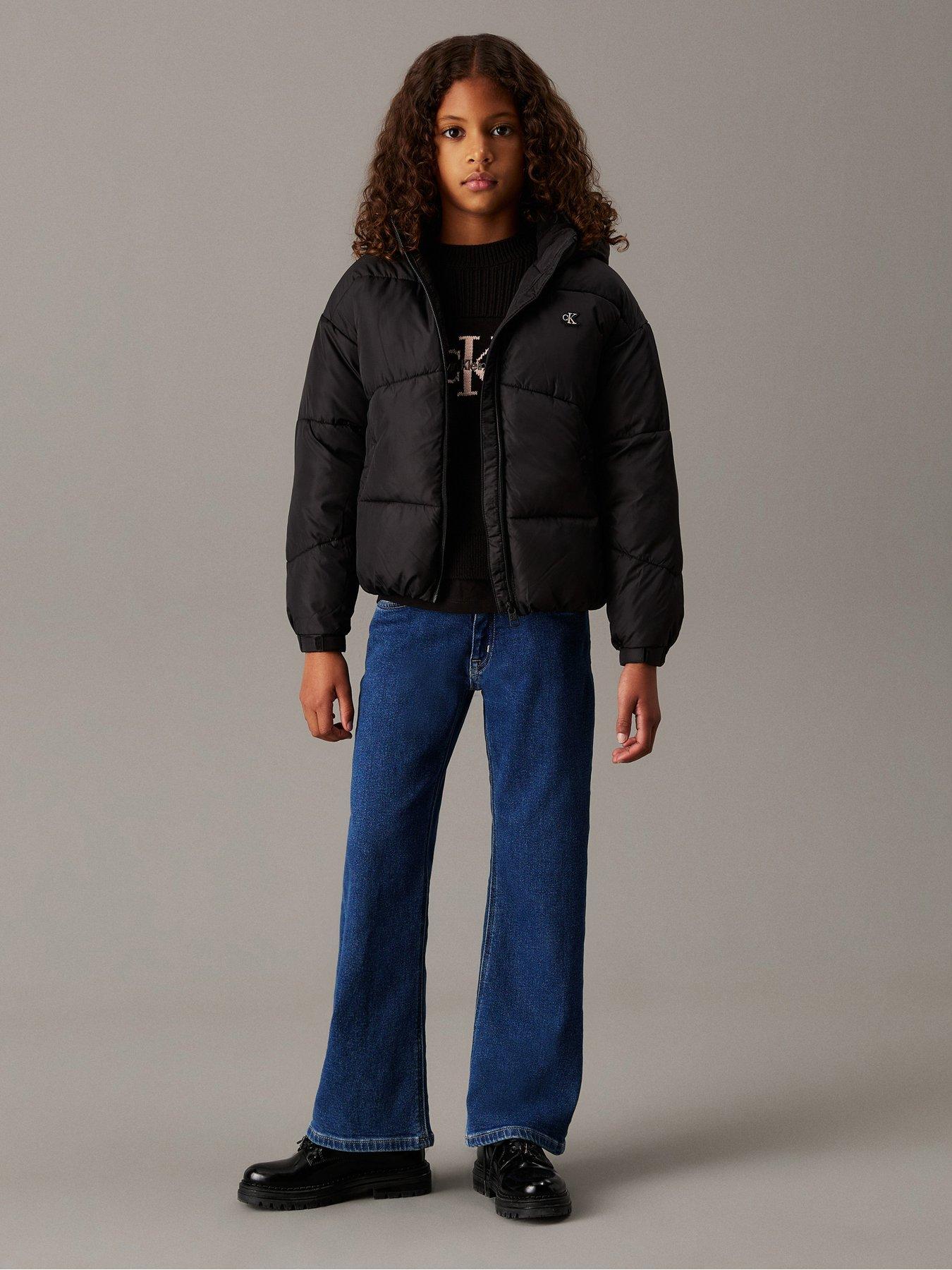 Image 3 of 6 of Calvin Klein Jeans Girls CK Short Padded Jacket - Black