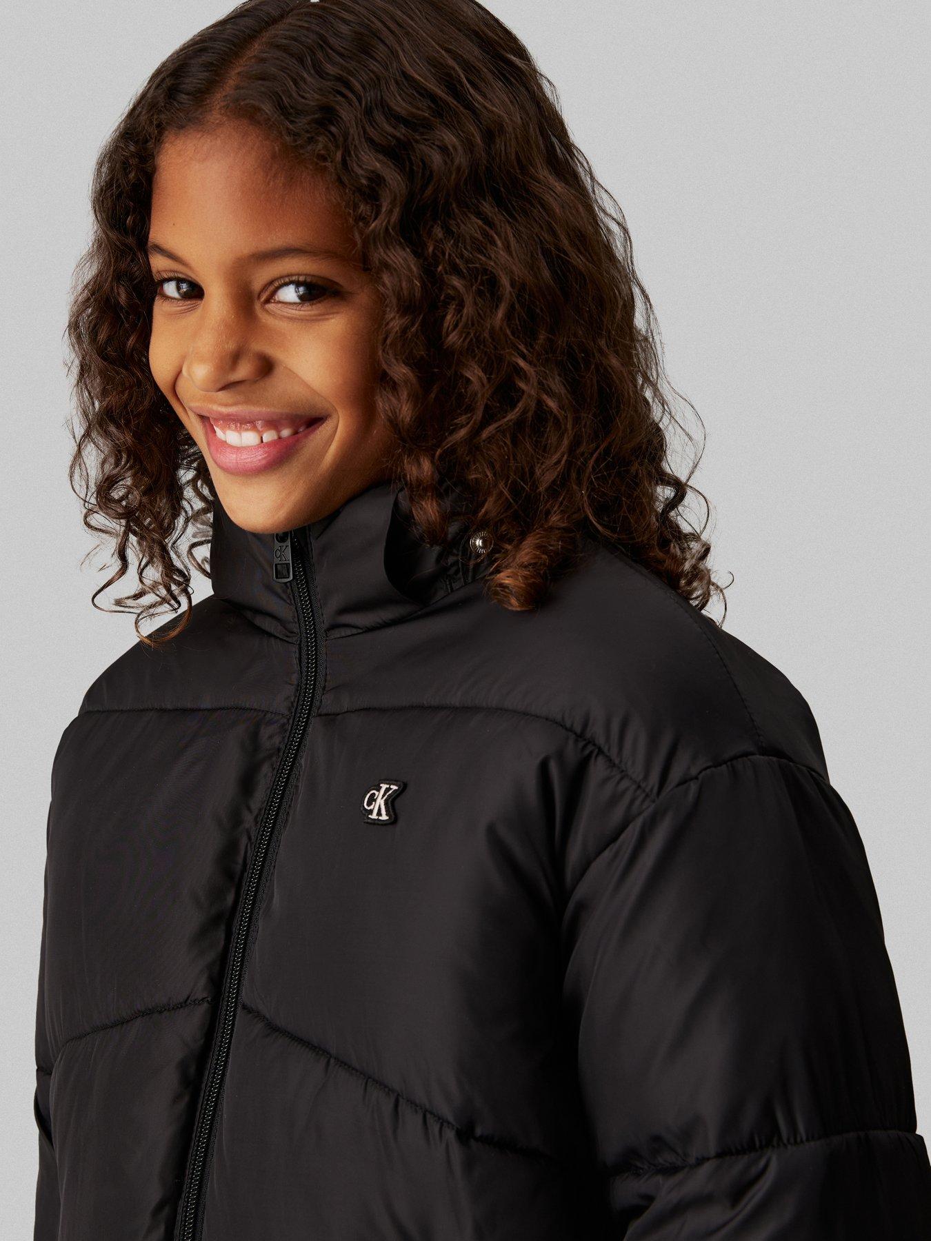 Image 5 of 6 of Calvin Klein Jeans Girls CK Short Padded Jacket - Black