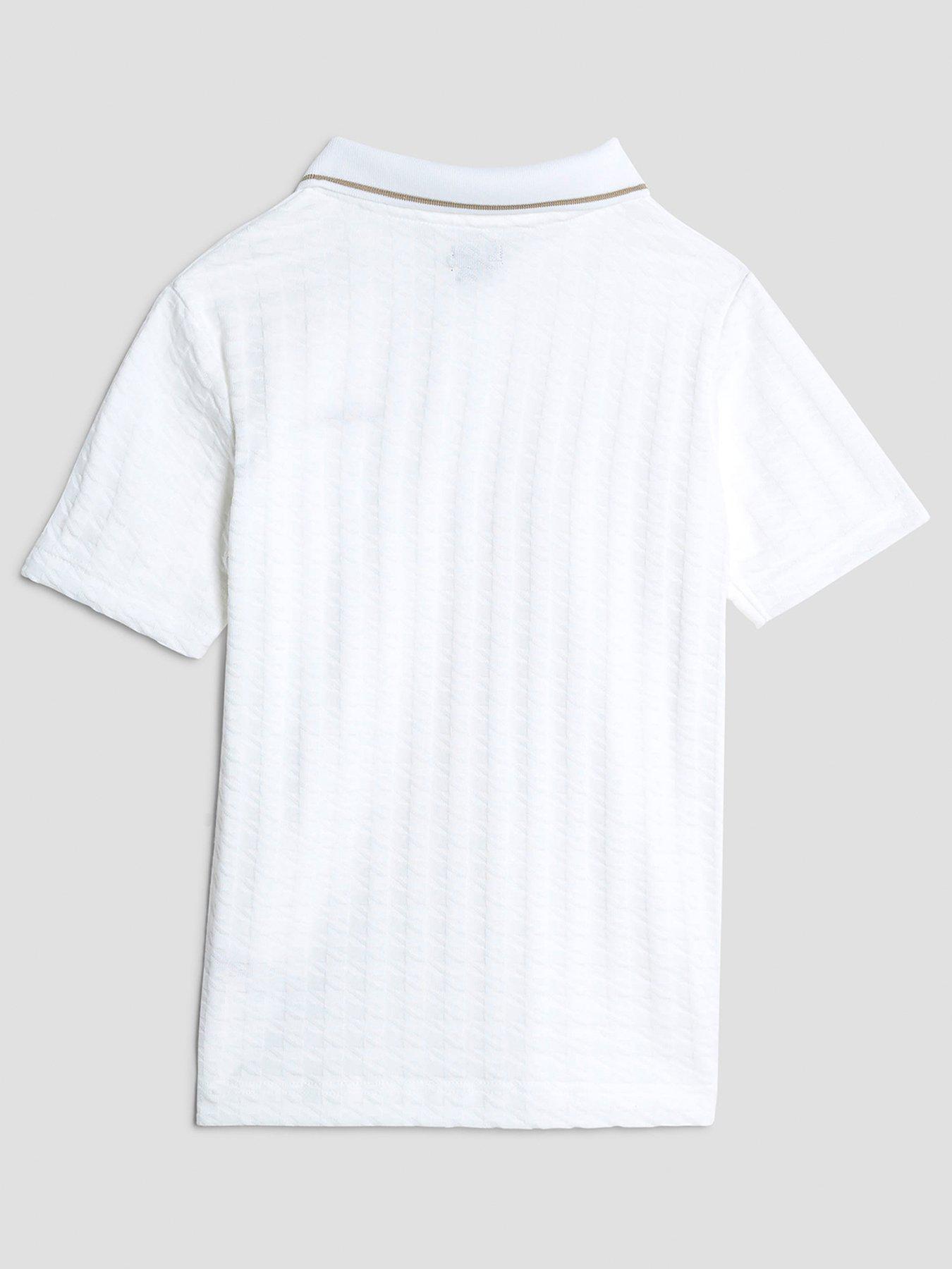 Image 2 of 4 of River Island Older Boys Dogtooth Textured Polo - White