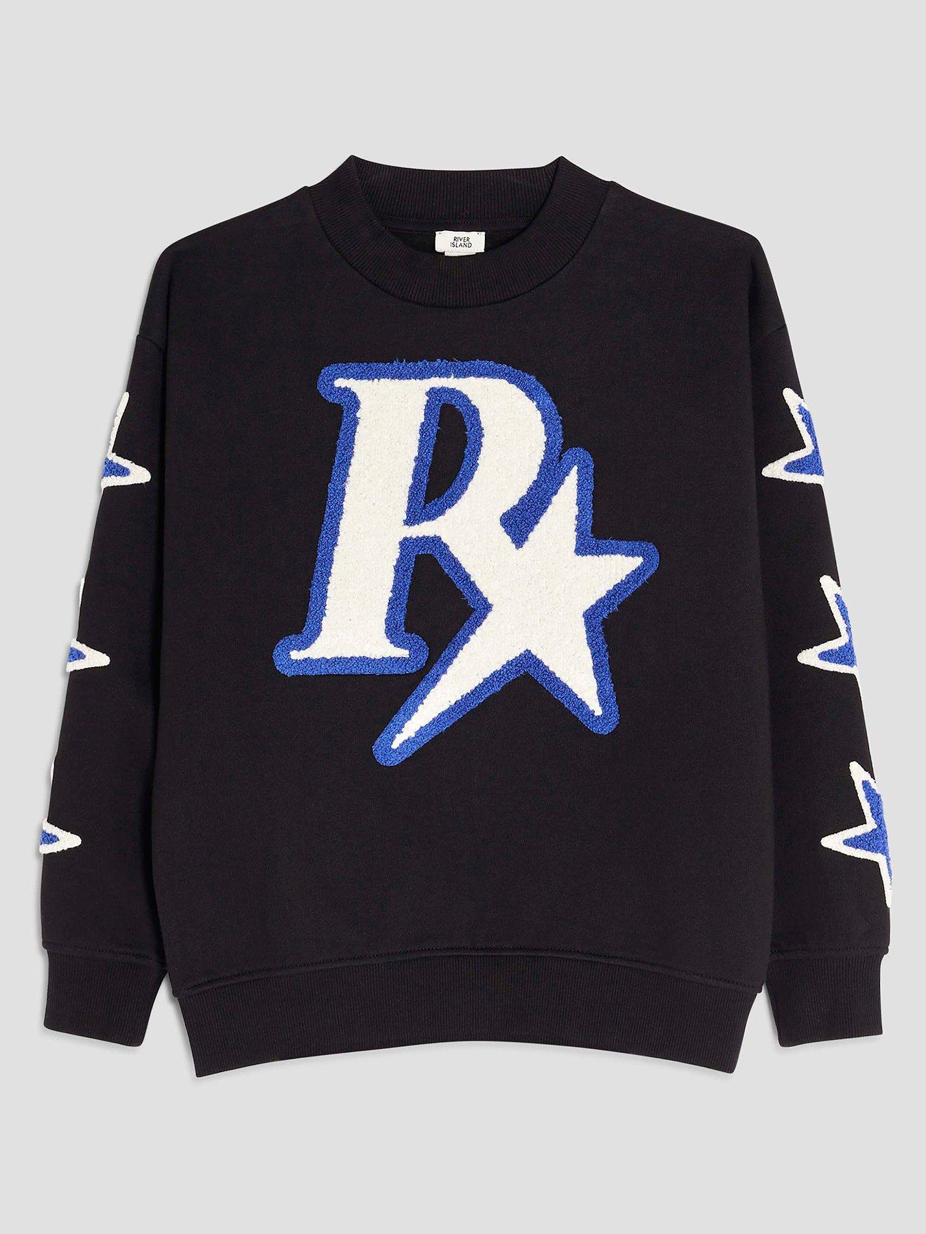  image of river-island-older-boys-r-star-applique-sweatshirt-black